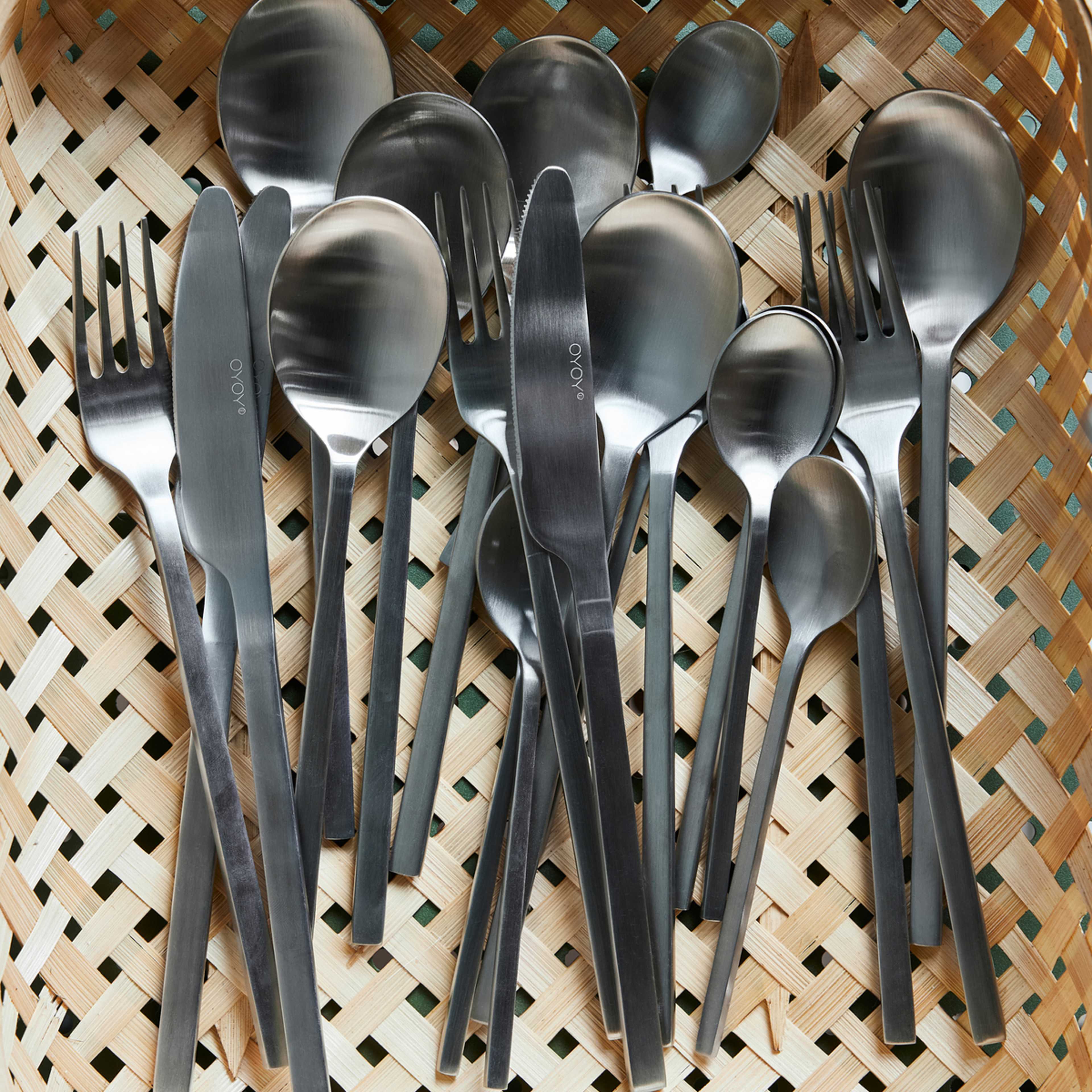 Yuka Tea Spoon - Pack Of 4, från OYOY Living, i färgen brushed steel. Klicka för att öppna bilden i stort format