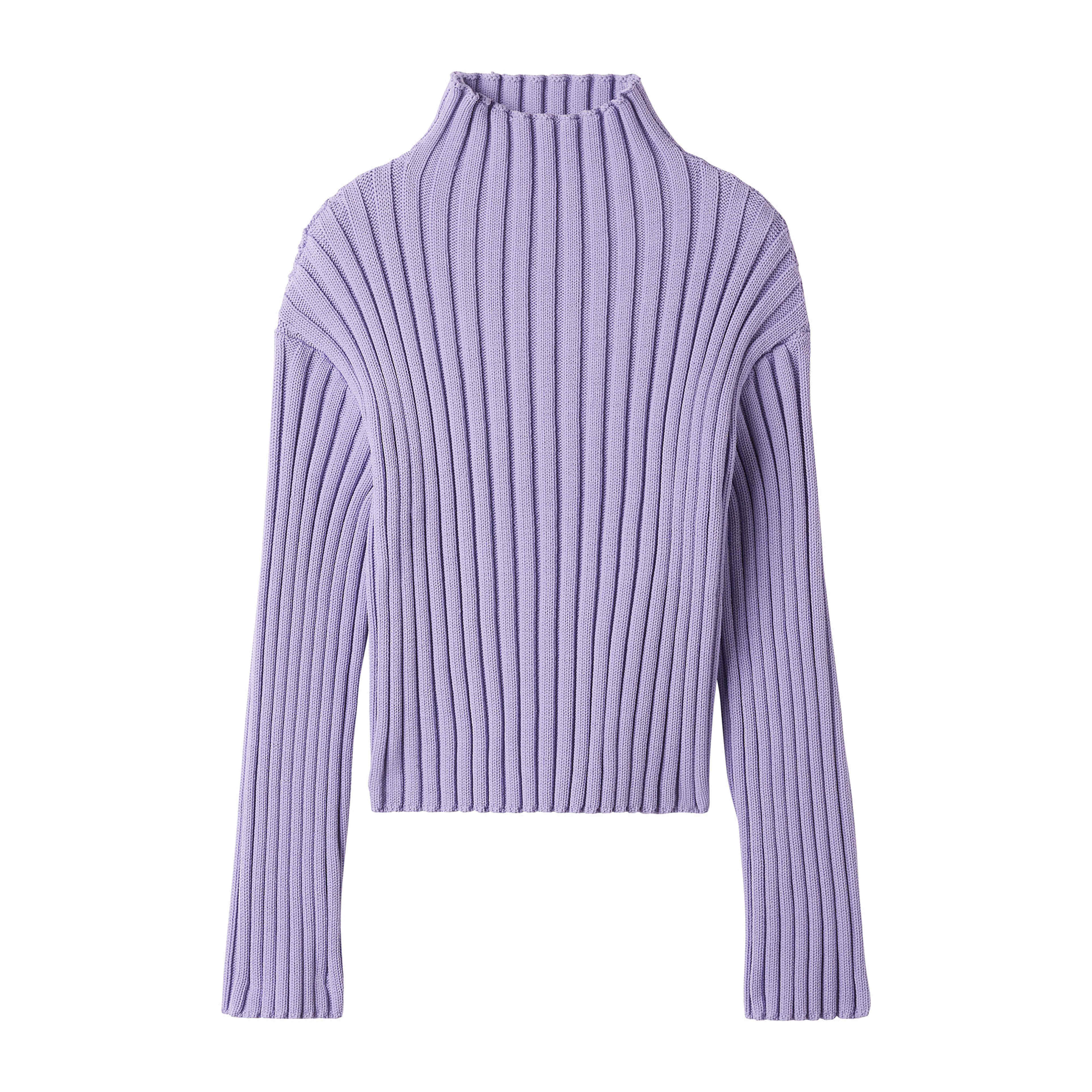 Ribbstickad jumper med hög krage HENNY, från Carin Wester, i färgen Purple. Klicka för att öppna bilden i stort format