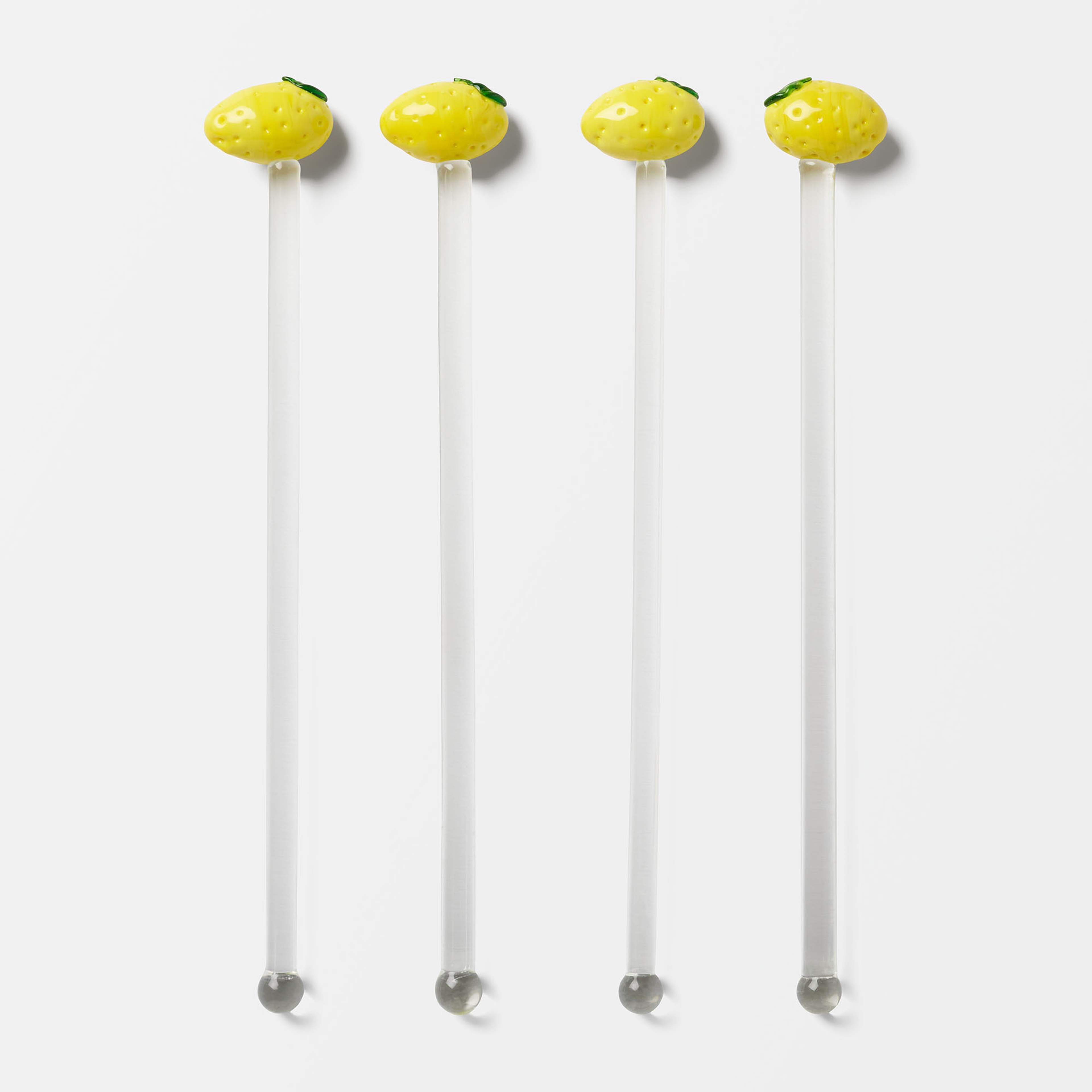 Drinkpinne i glas LEMON, 4-pack