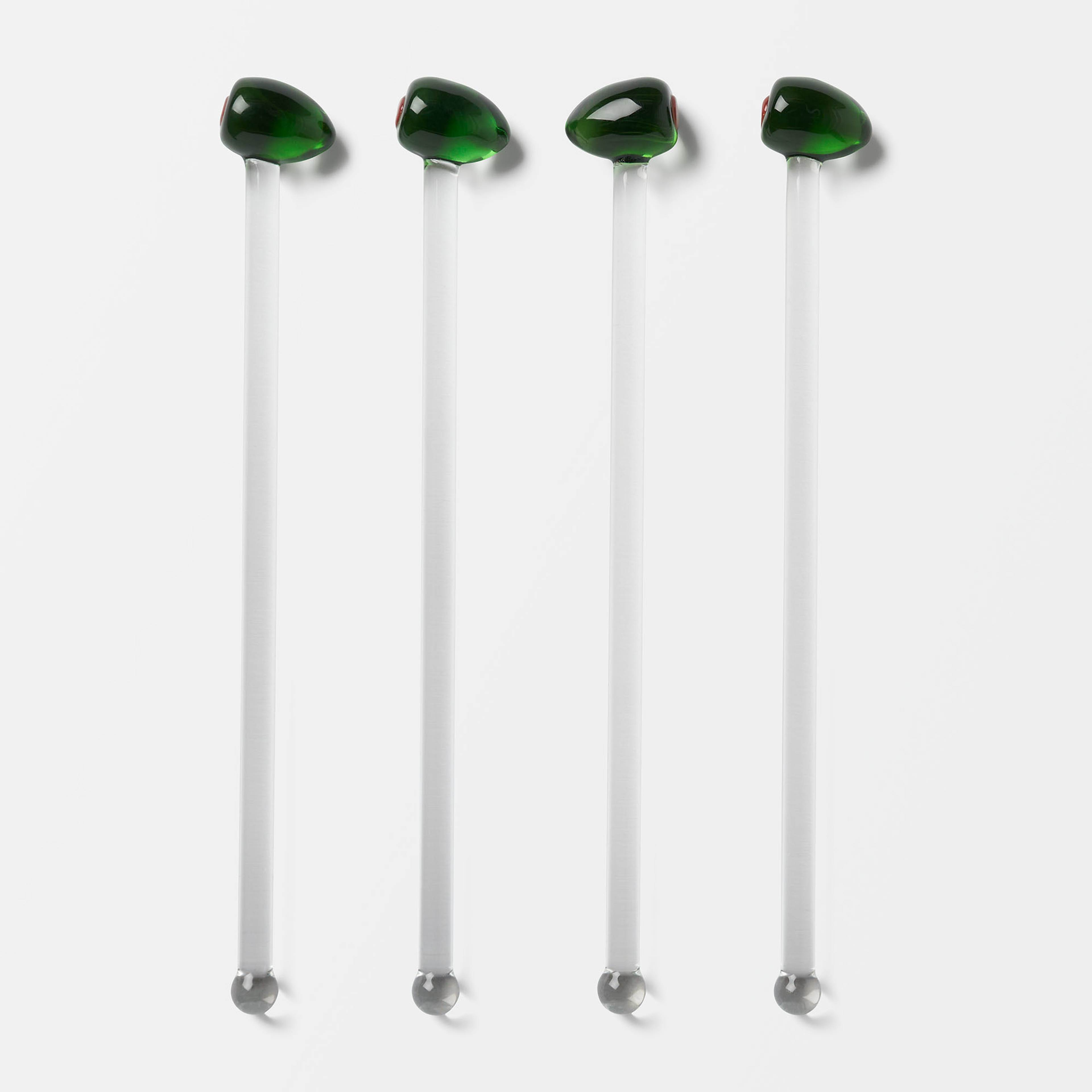 Drinkpinne i glas OLIVE, 4-pack