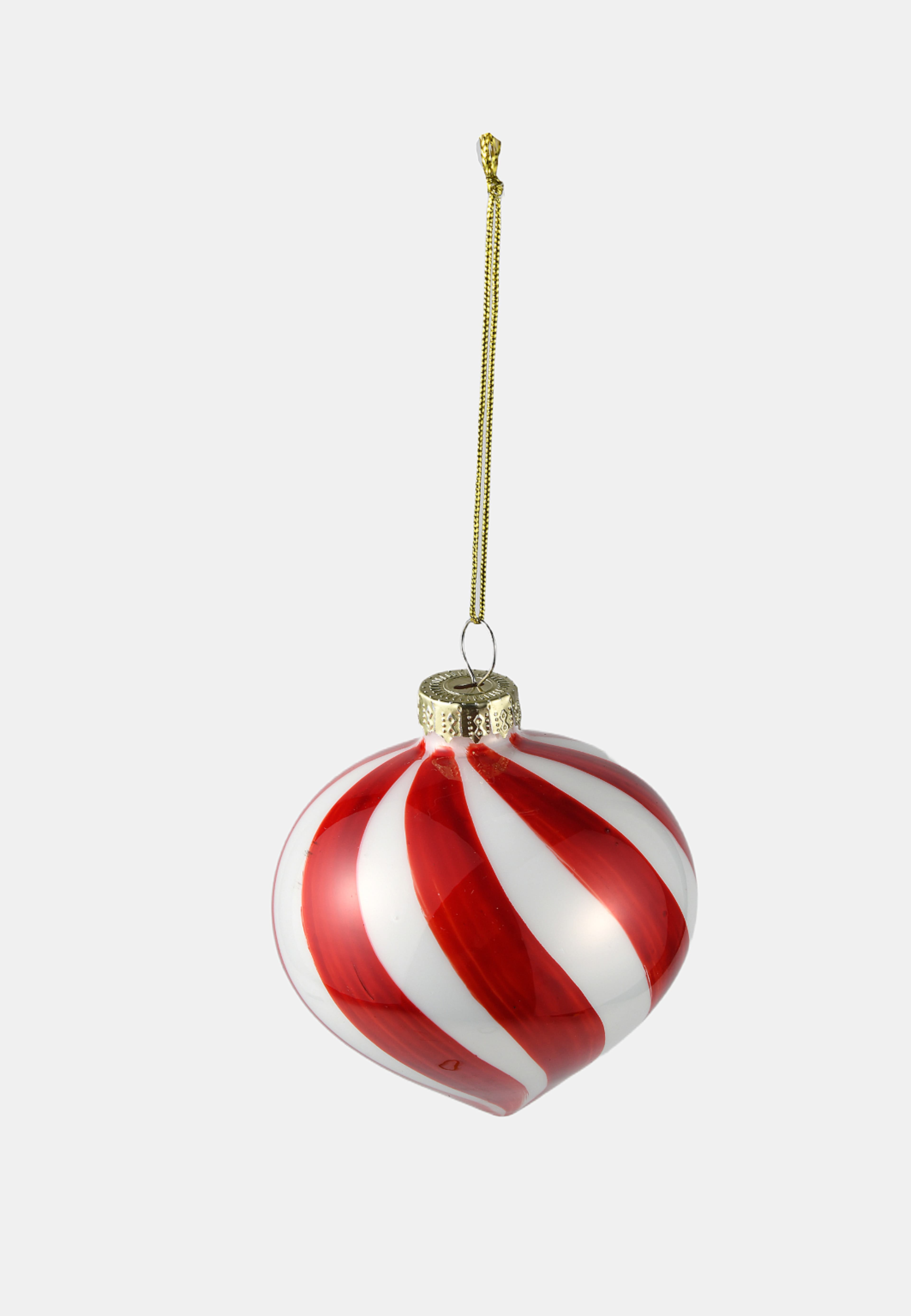 Julgranskula i glas SWIRL 8 cm, från Åhléns Home, i färgen Red/White. Klicka för att öppna bilden i stort format
