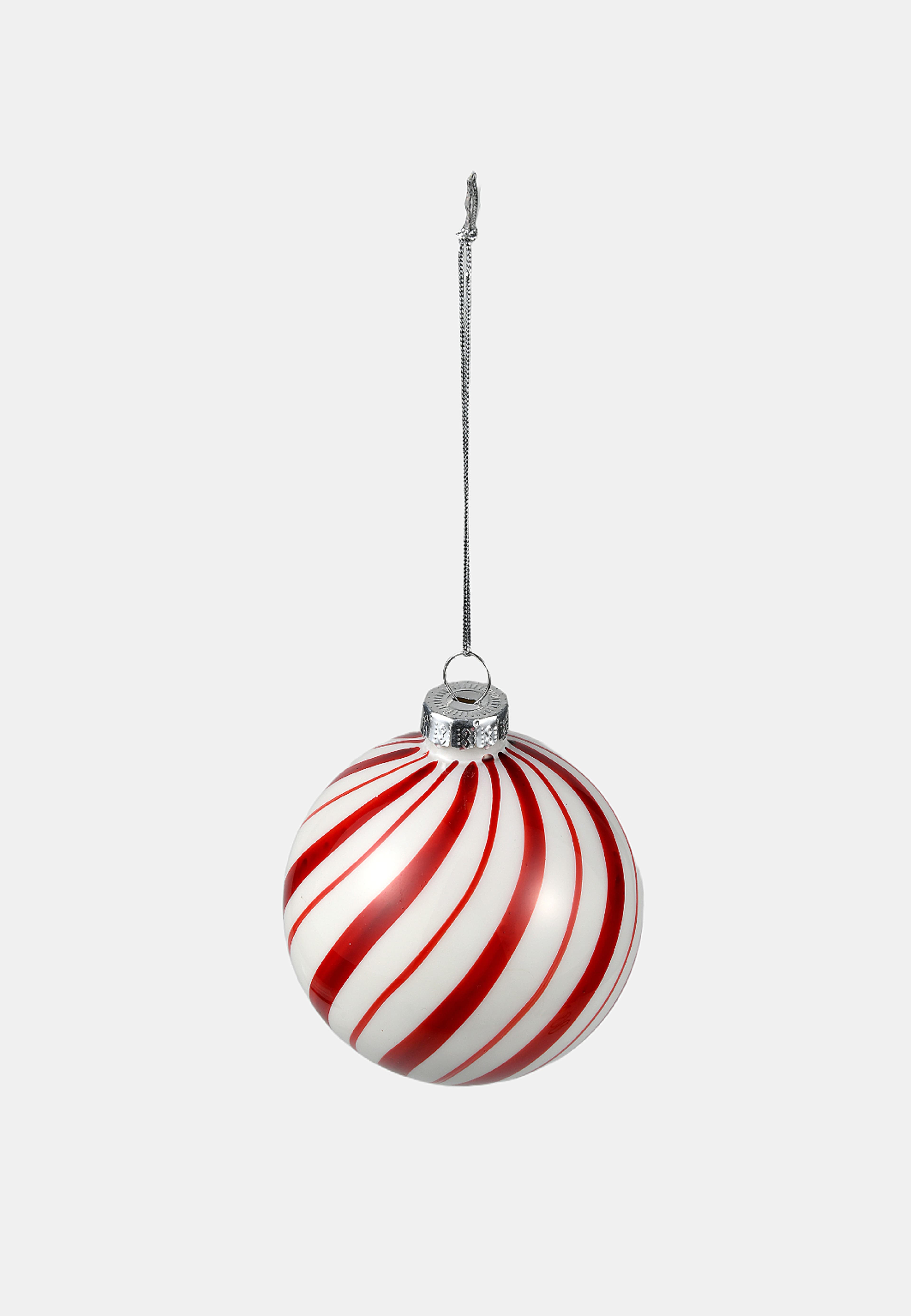 Julgranskula i glas BOLD SWIRL 8 cm, från Åhléns Home, i färgen Red/Light Red/White. Klicka för att öppna bilden i stort format