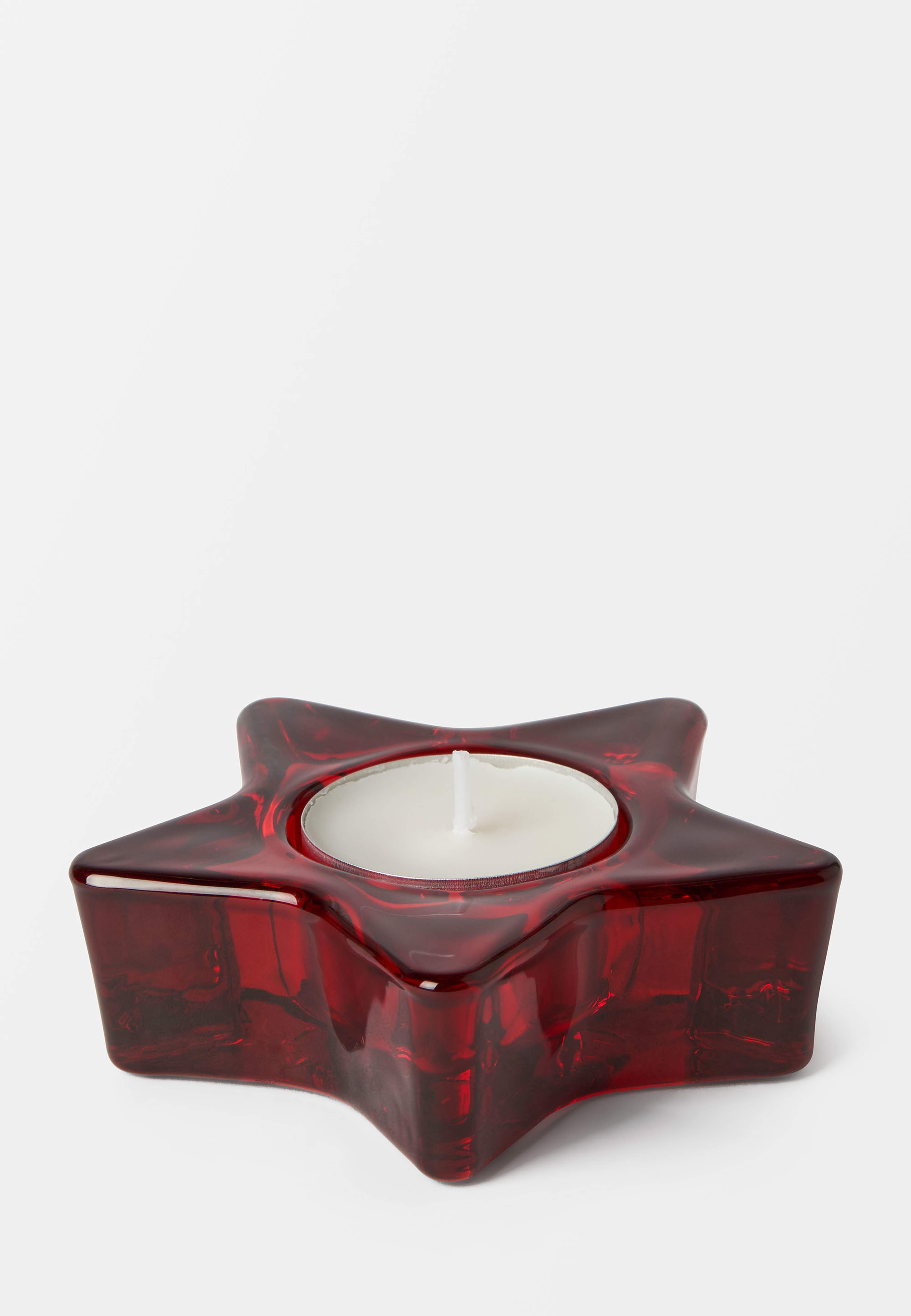Ljusstake i glas STAR, från Åhléns Home, i färgen Red. Klicka för att öppna bilden i stort format
