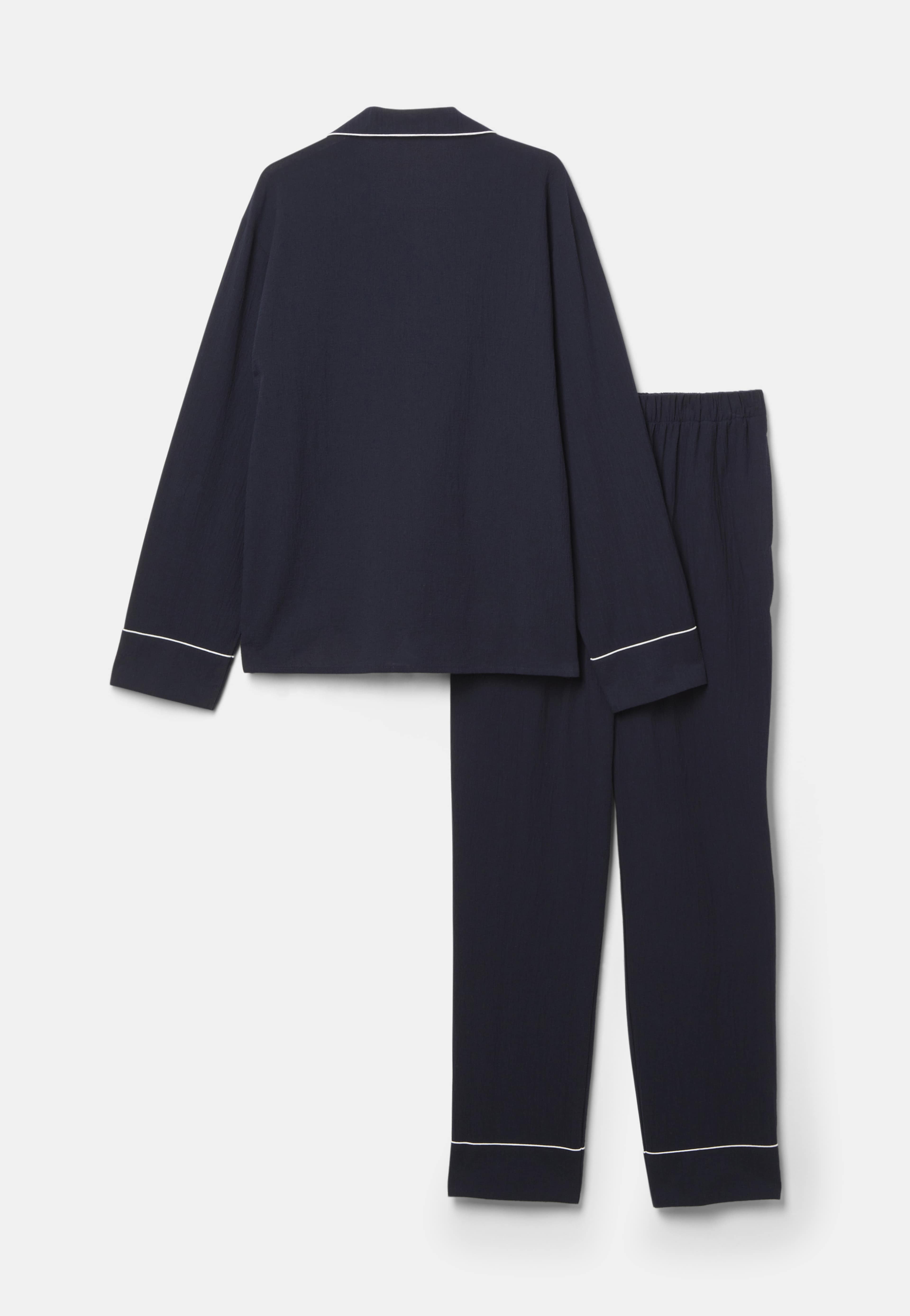 Poplinpyjamas med kontrastkant