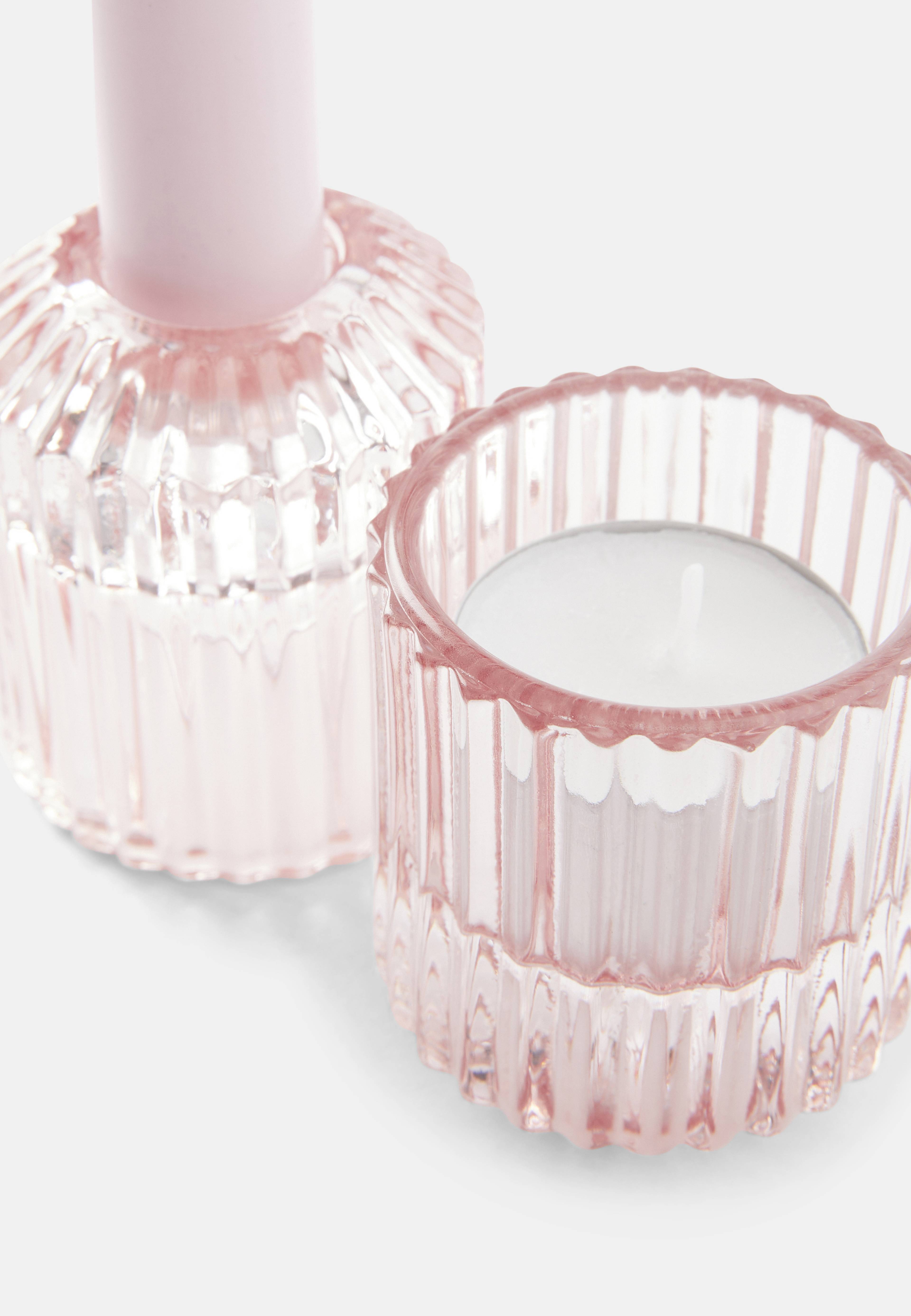 Gåvoset låg ljusstake och ljus, 2-pack