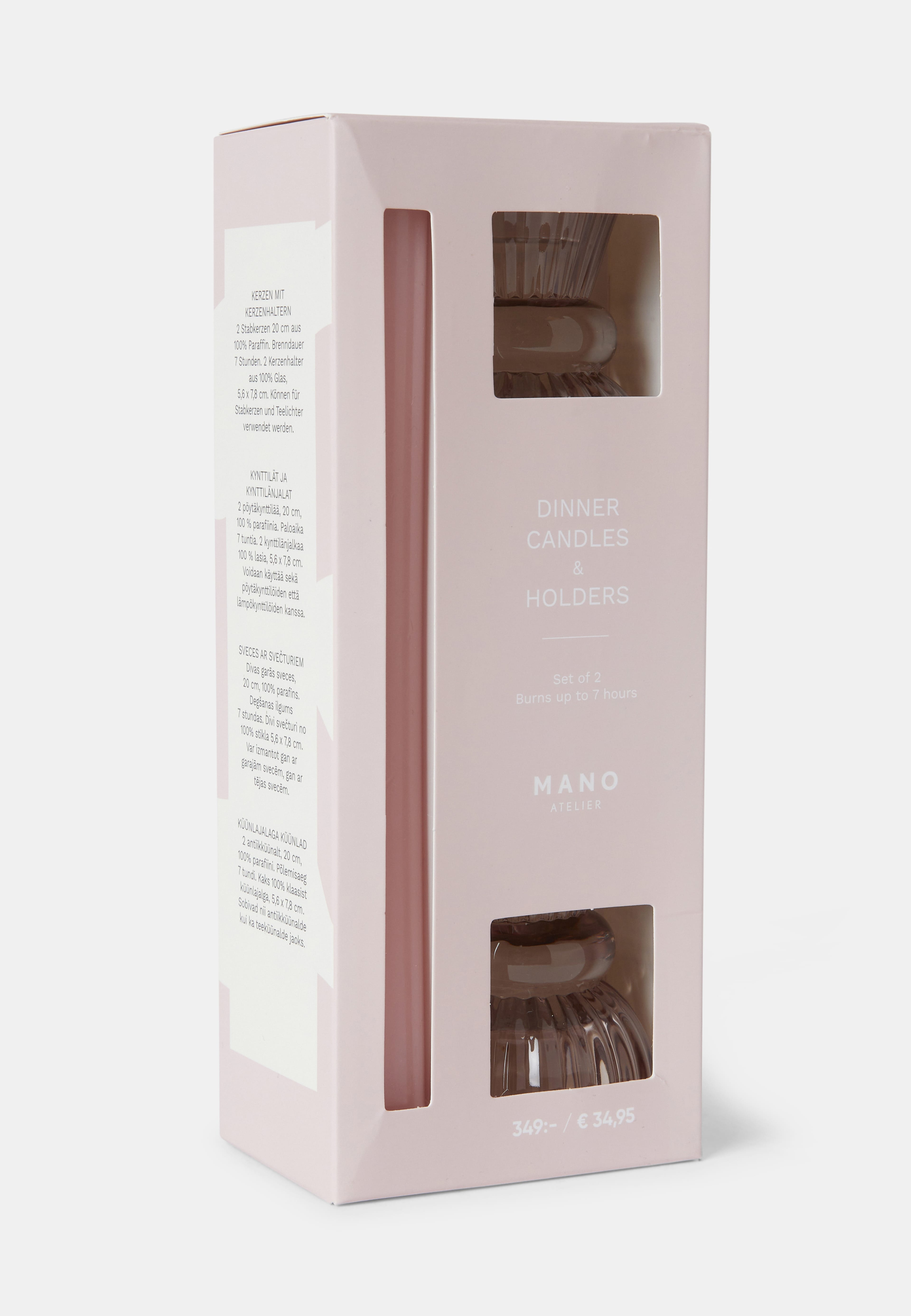 Gåvoset hög ljusstake och ljus, 2-pack