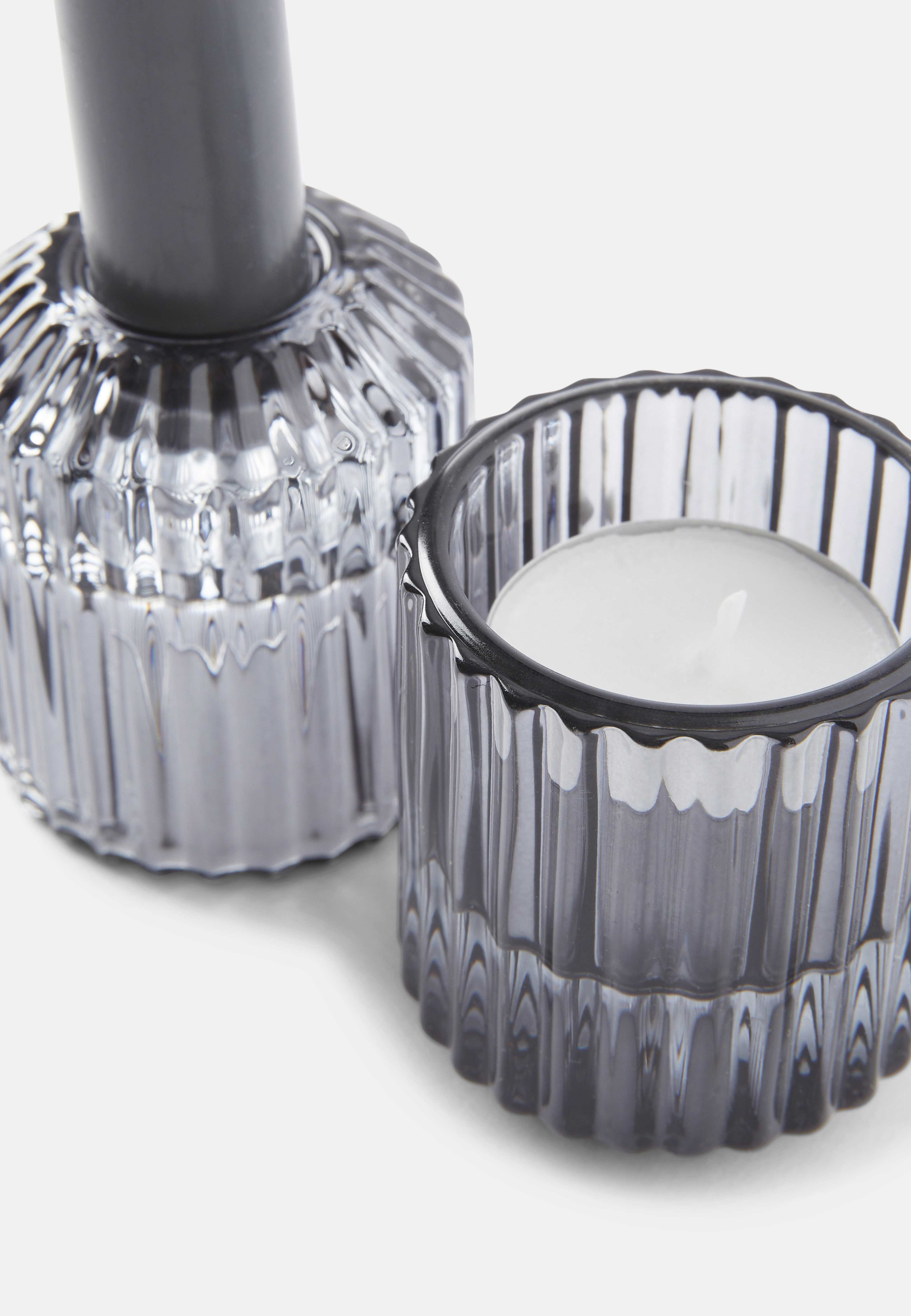 Gåvoset låg ljusstake och ljus, 2-pack