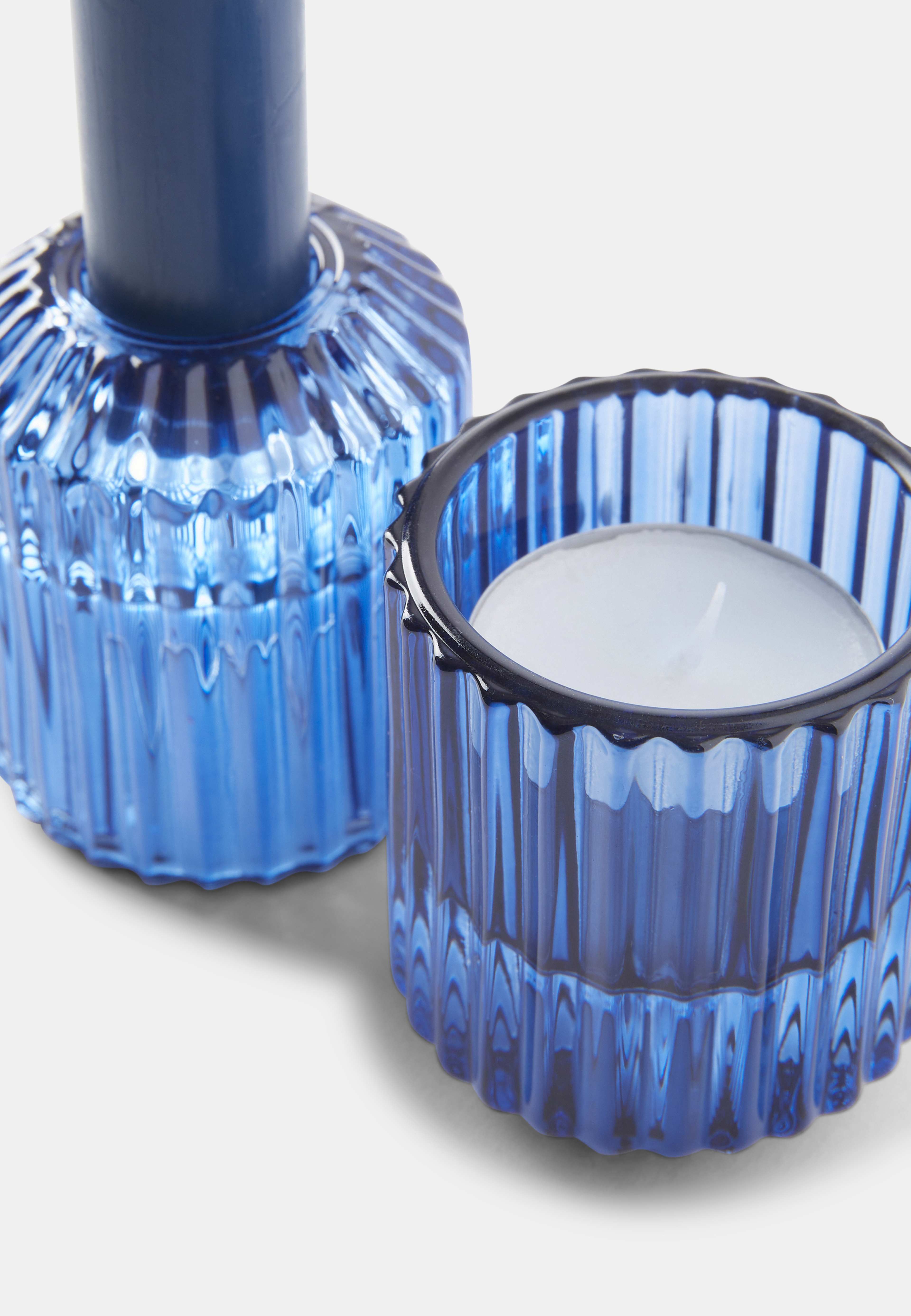 Gåvoset låg ljusstake och ljus, 2-pack