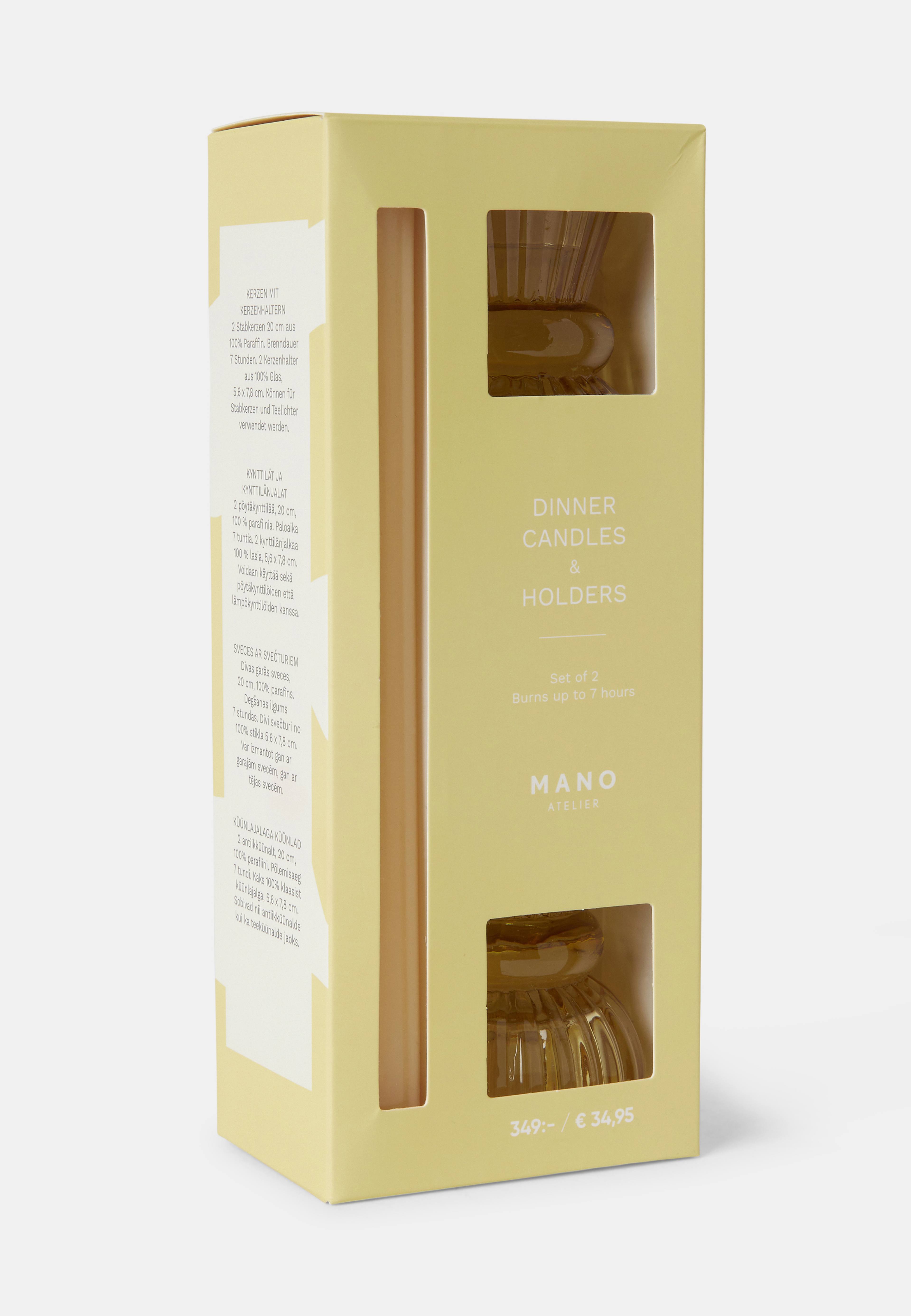Gåvoset hög ljusstake och ljus, 2-pack