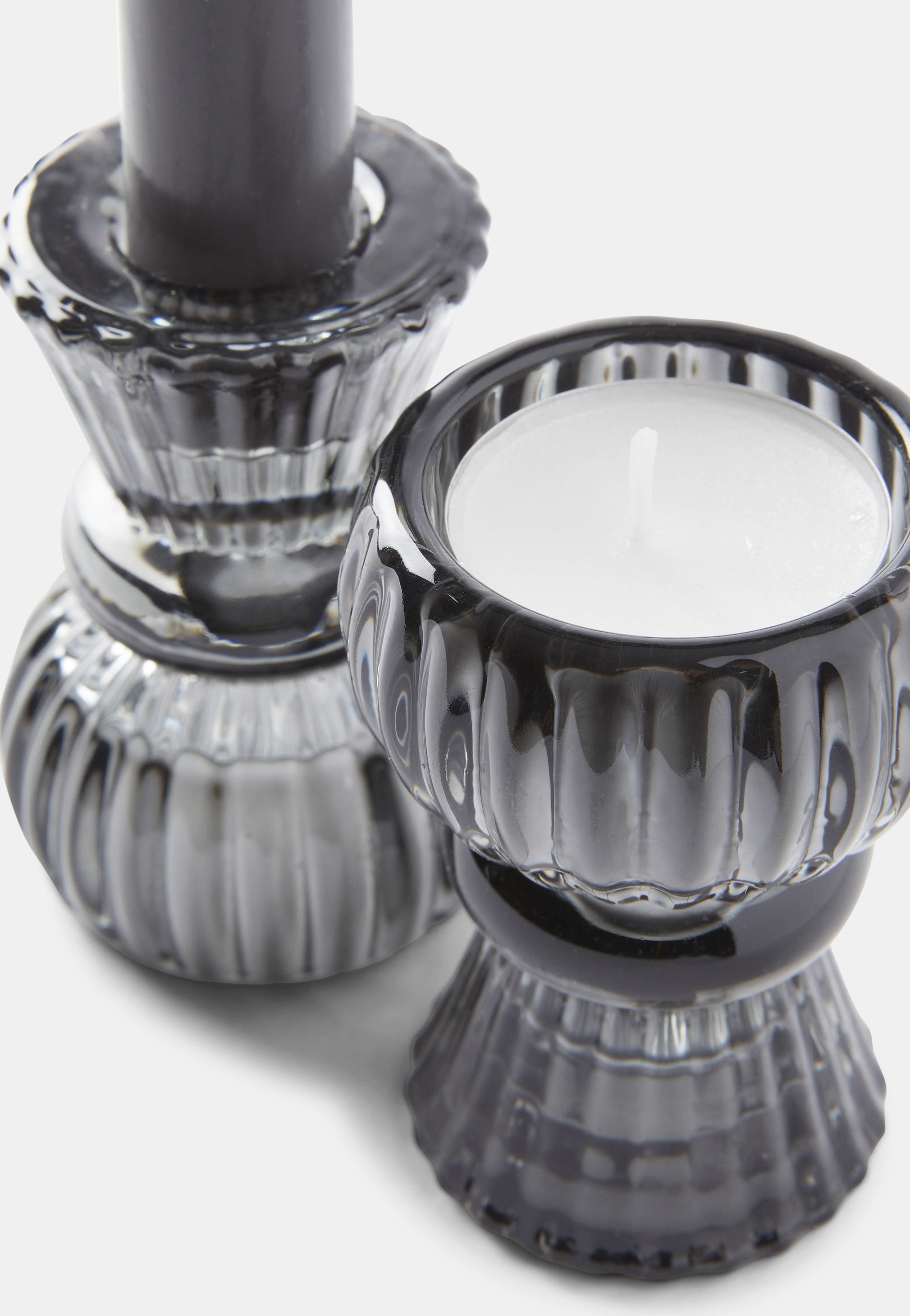 Gåvoset hög ljusstake och ljus, 2-pack