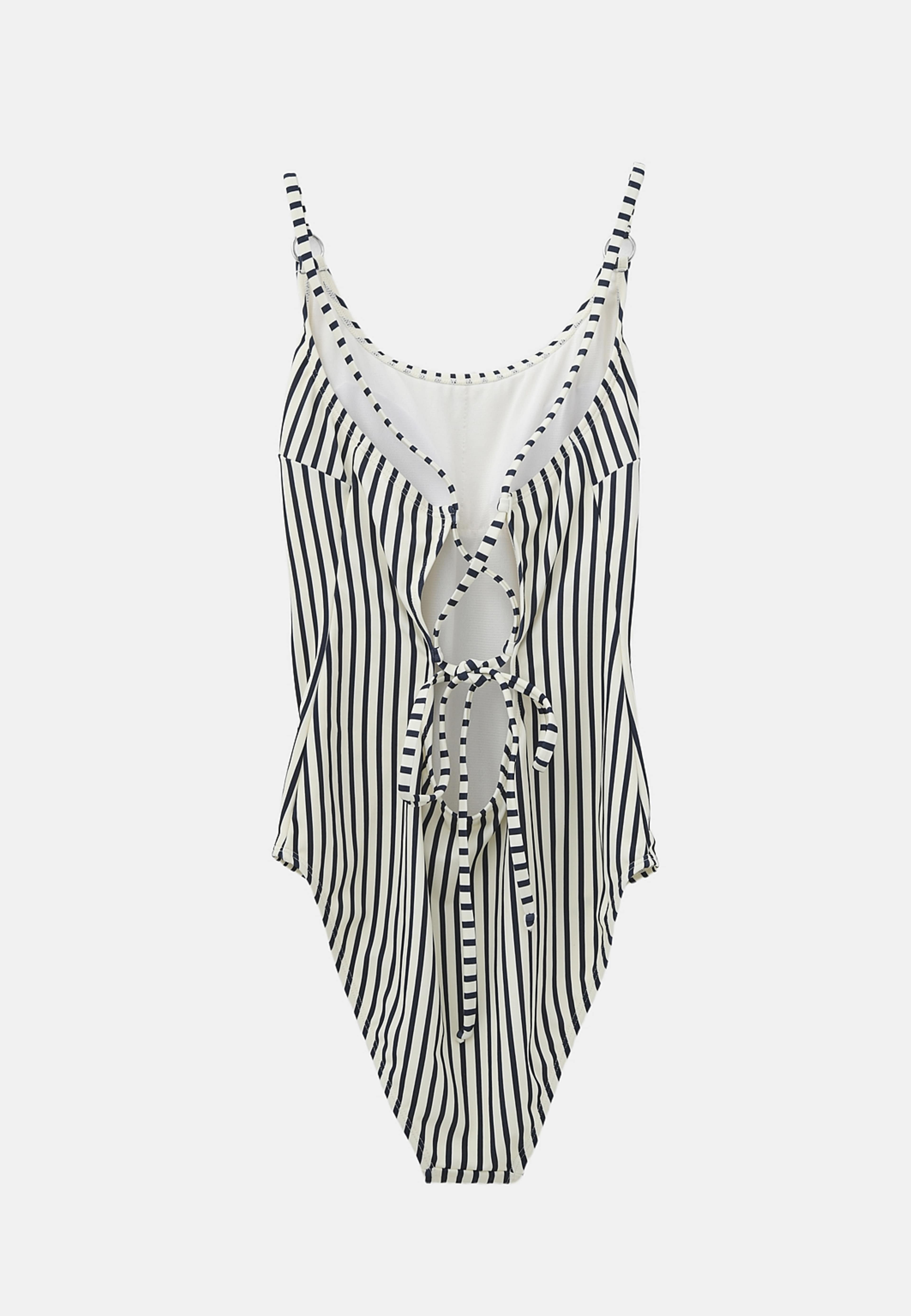 Baddräkt HANNI, från Å WOMAN, i färgen Navy Stripe. Klicka för att öppna bilden i stort format