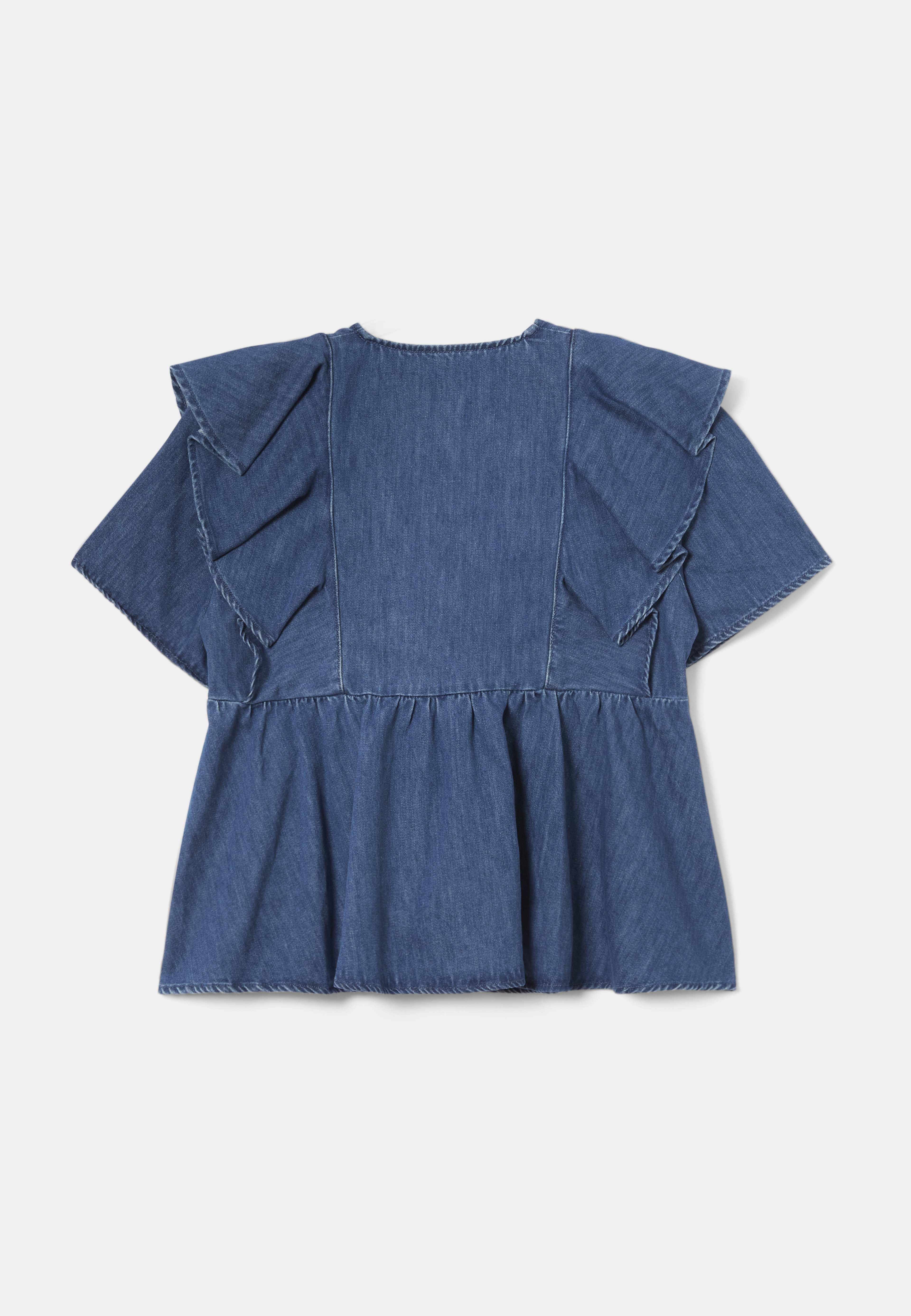 Denimblus med volang FOX