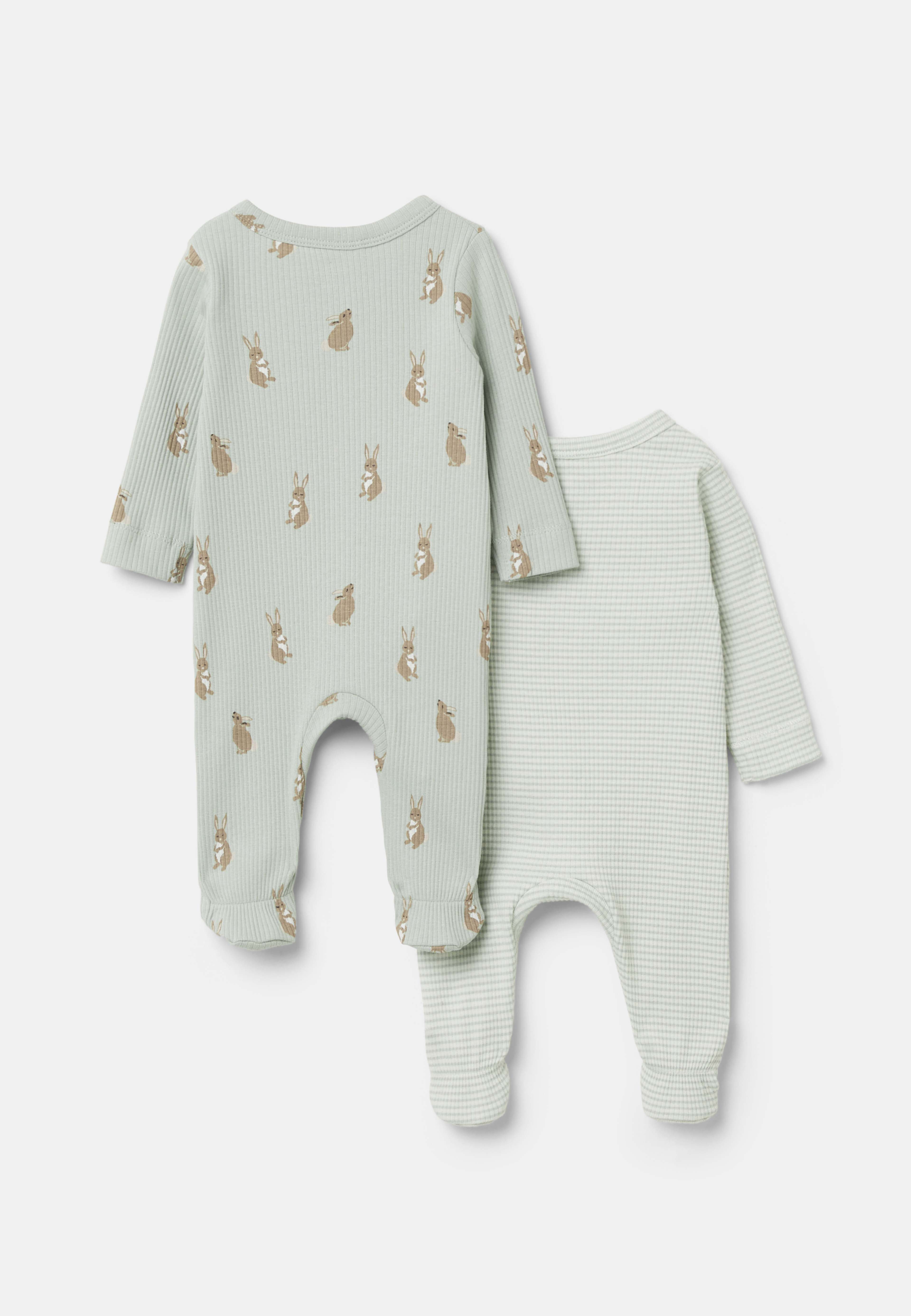 Ribbstickad pyjamas med tryckknappar LELLE, 2-pack