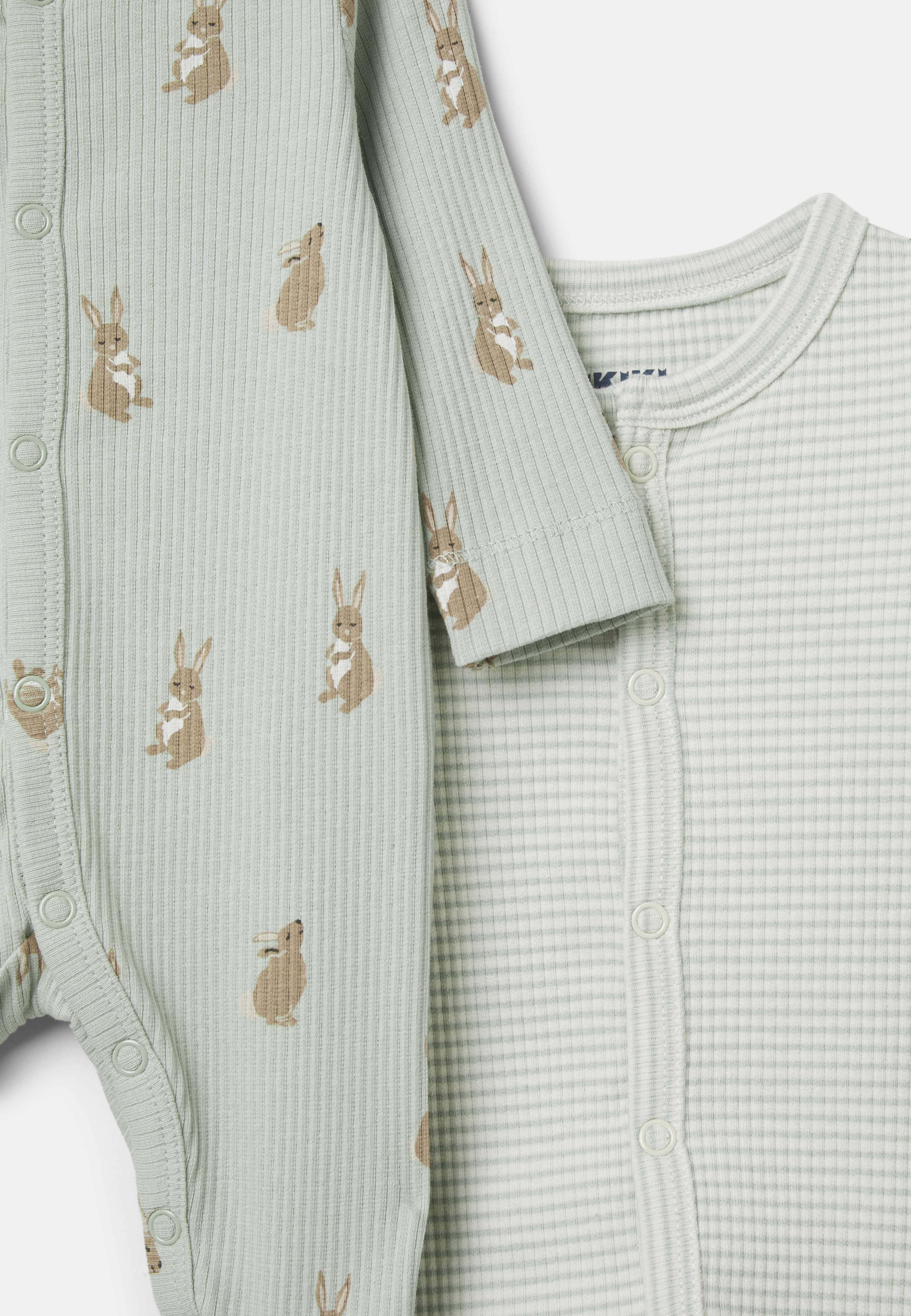 Ribbstickad pyjamas med tryckknappar LELLE, 2-pack
