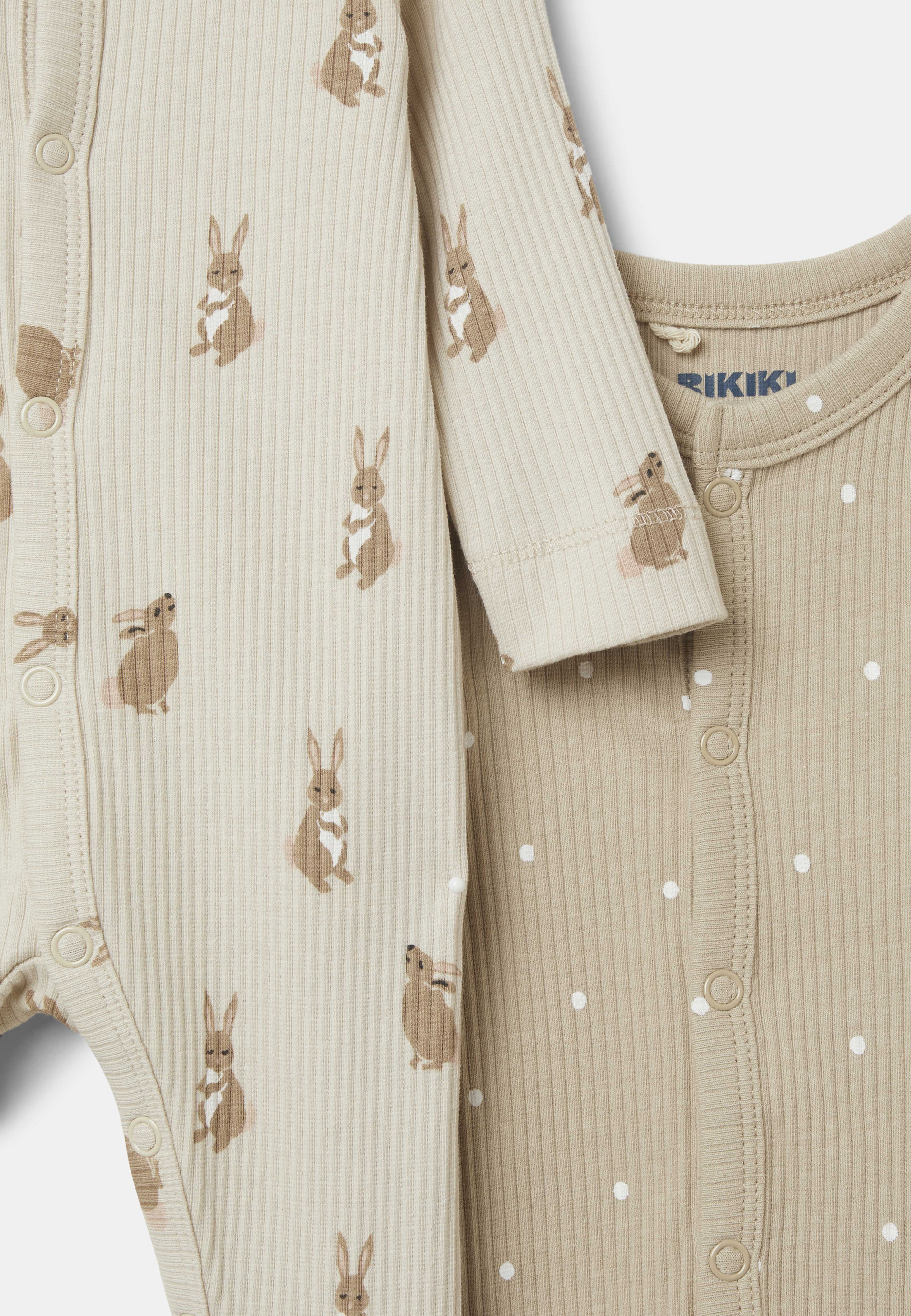 Ribbstickad pyjamas med tryckknappar LELLE, 2-pack