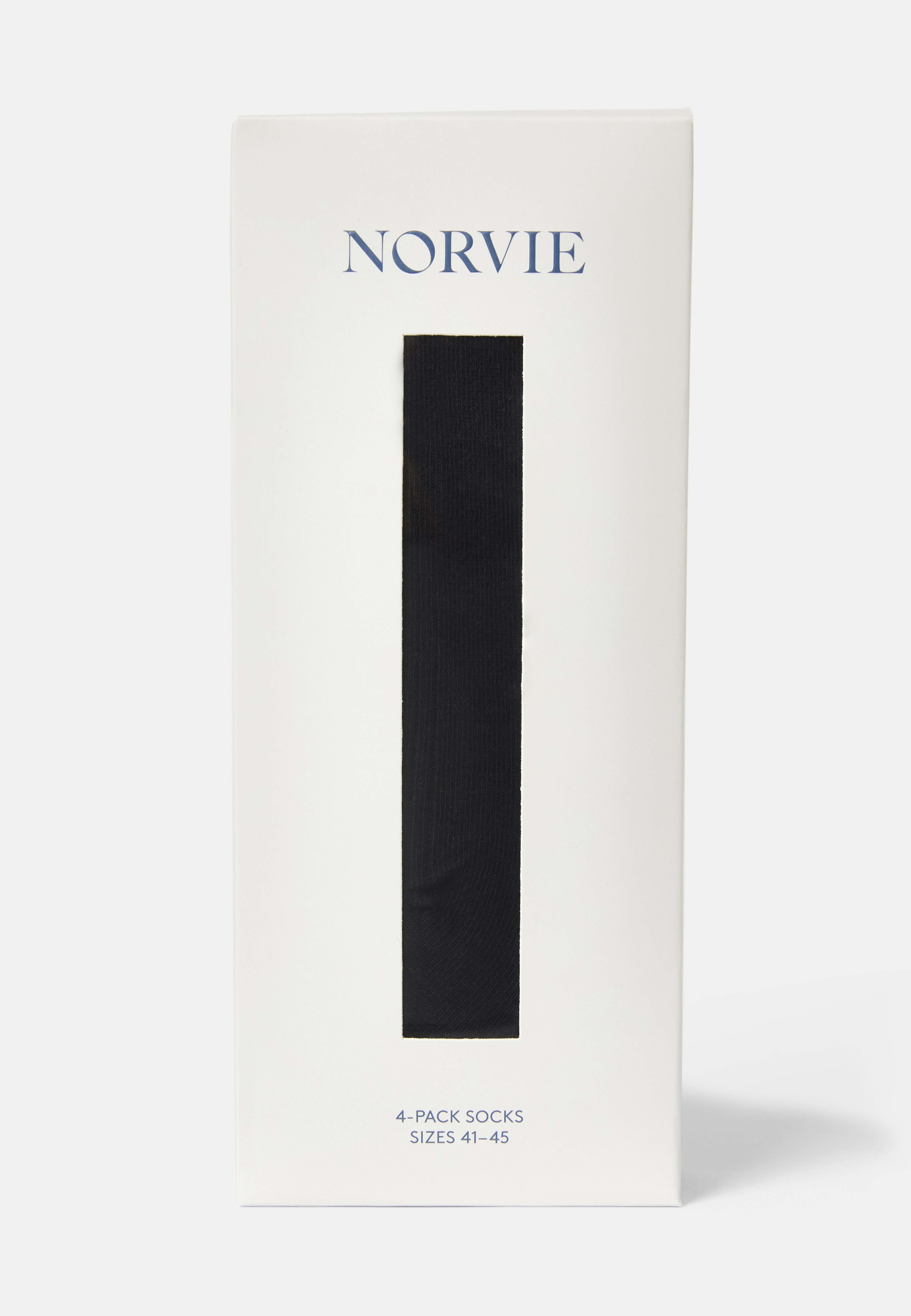 Ribbade strumpor, 4-pack, från NORVIE, i färgen Black. Klicka för att öppna bilden i stort format