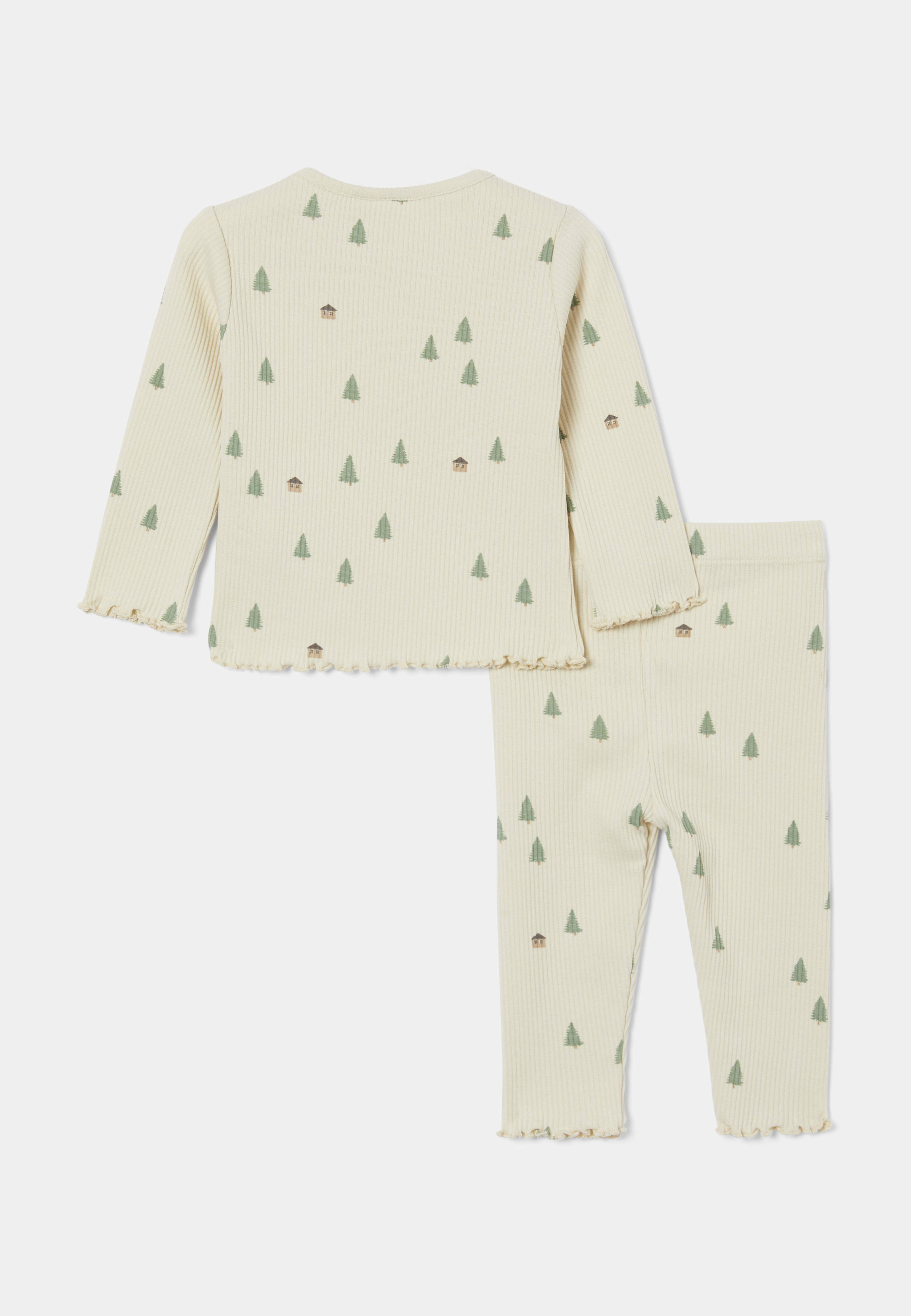 Ribbat set AMI, från RIKIKI, i färgen Green Print. Klicka för att öppna bilden i stort format