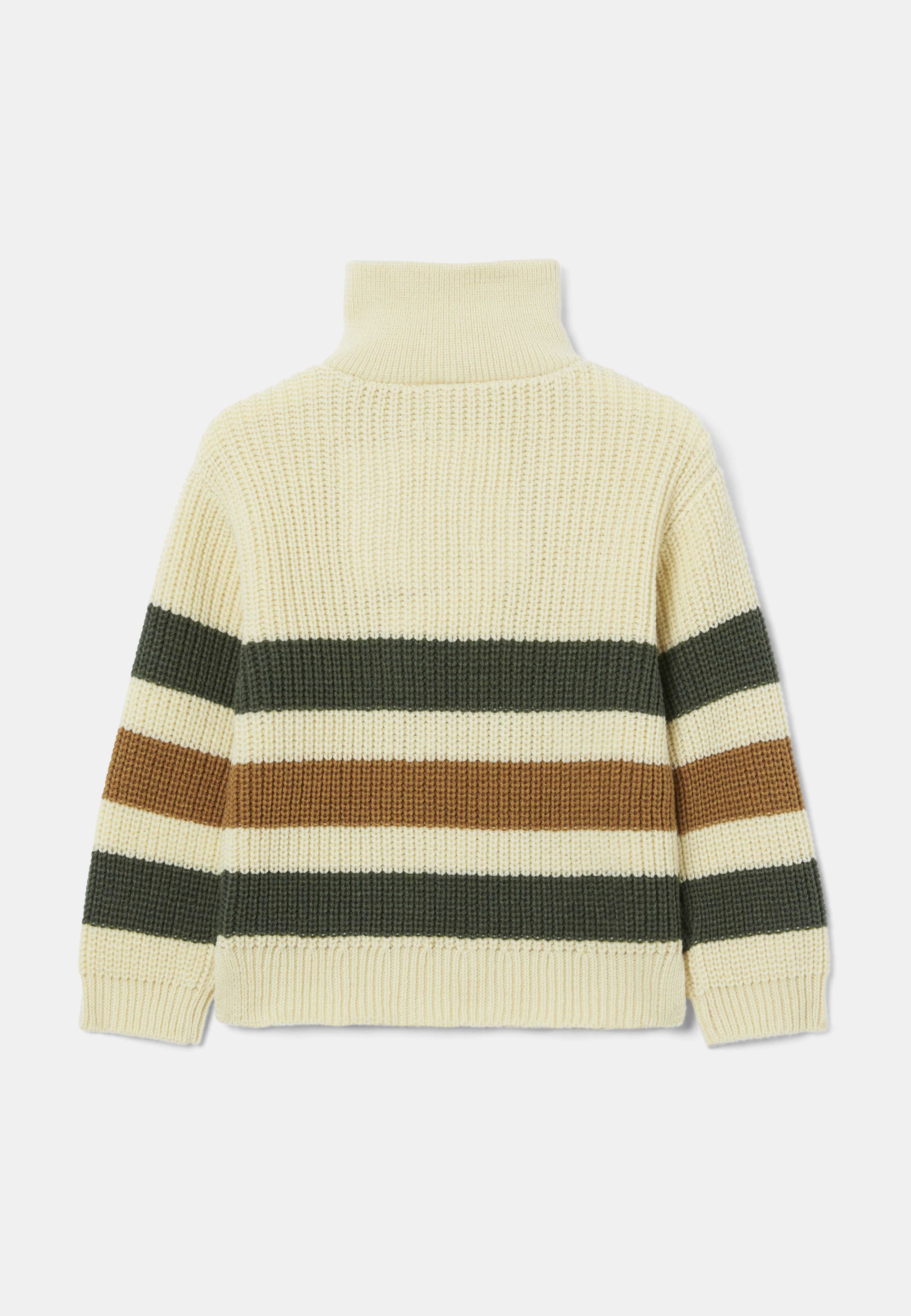 Stickad tröja med half-zip GRAHAM, från RIKIKI, i färgen White Stripe. Klicka för att öppna bilden i stort format