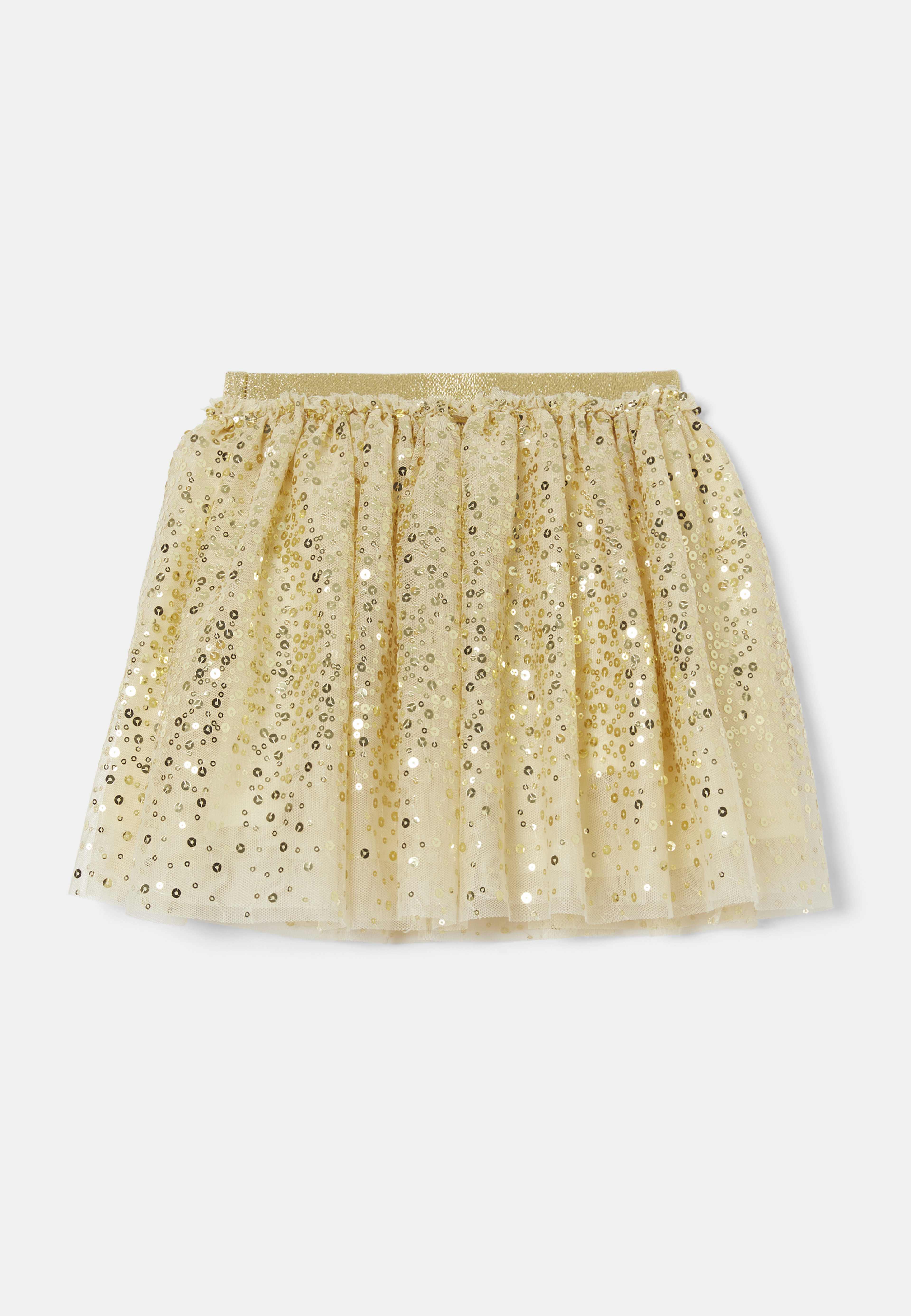 Kjol med paljetter JANA, från RIKIKI, i färgen Gold. Klicka för att öppna bilden i stort format