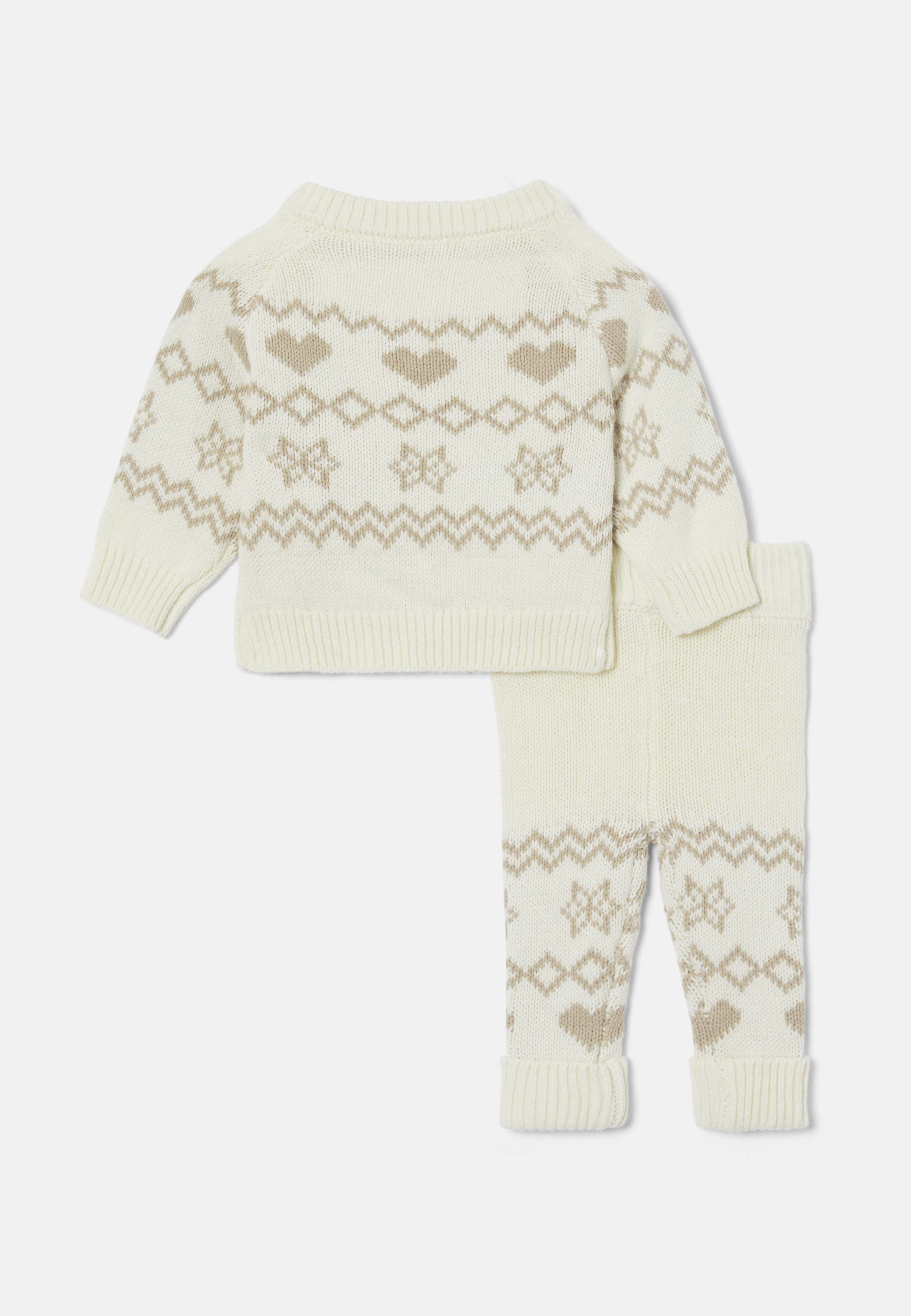 Stickat set OSCAR, från RIKIKI, i färgen Off White. Klicka för att öppna bilden i stort format
