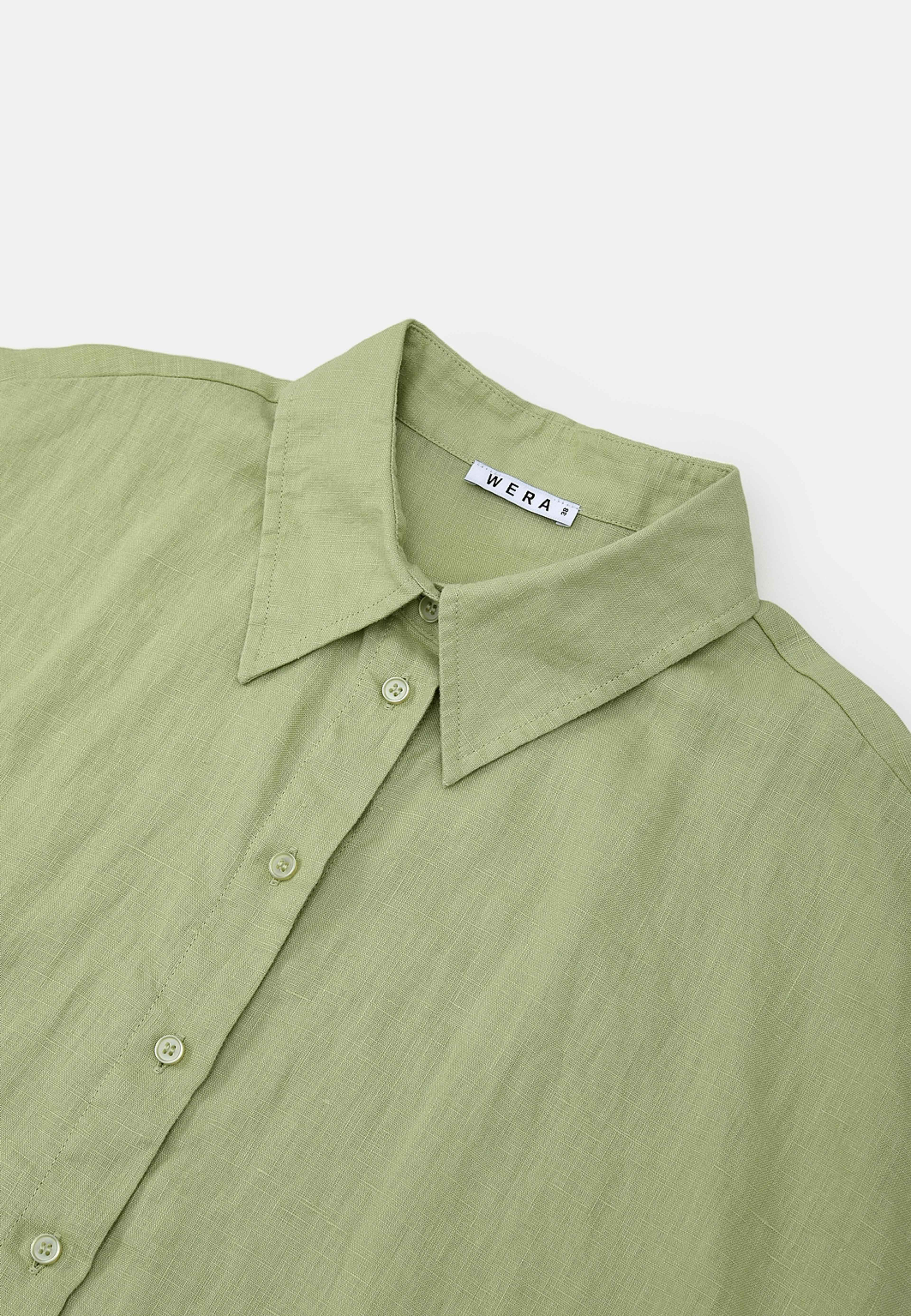 Linneblus med holkärm SABINA, från Wera, i färgen Light Green. Klicka för att öppna bilden i stort format