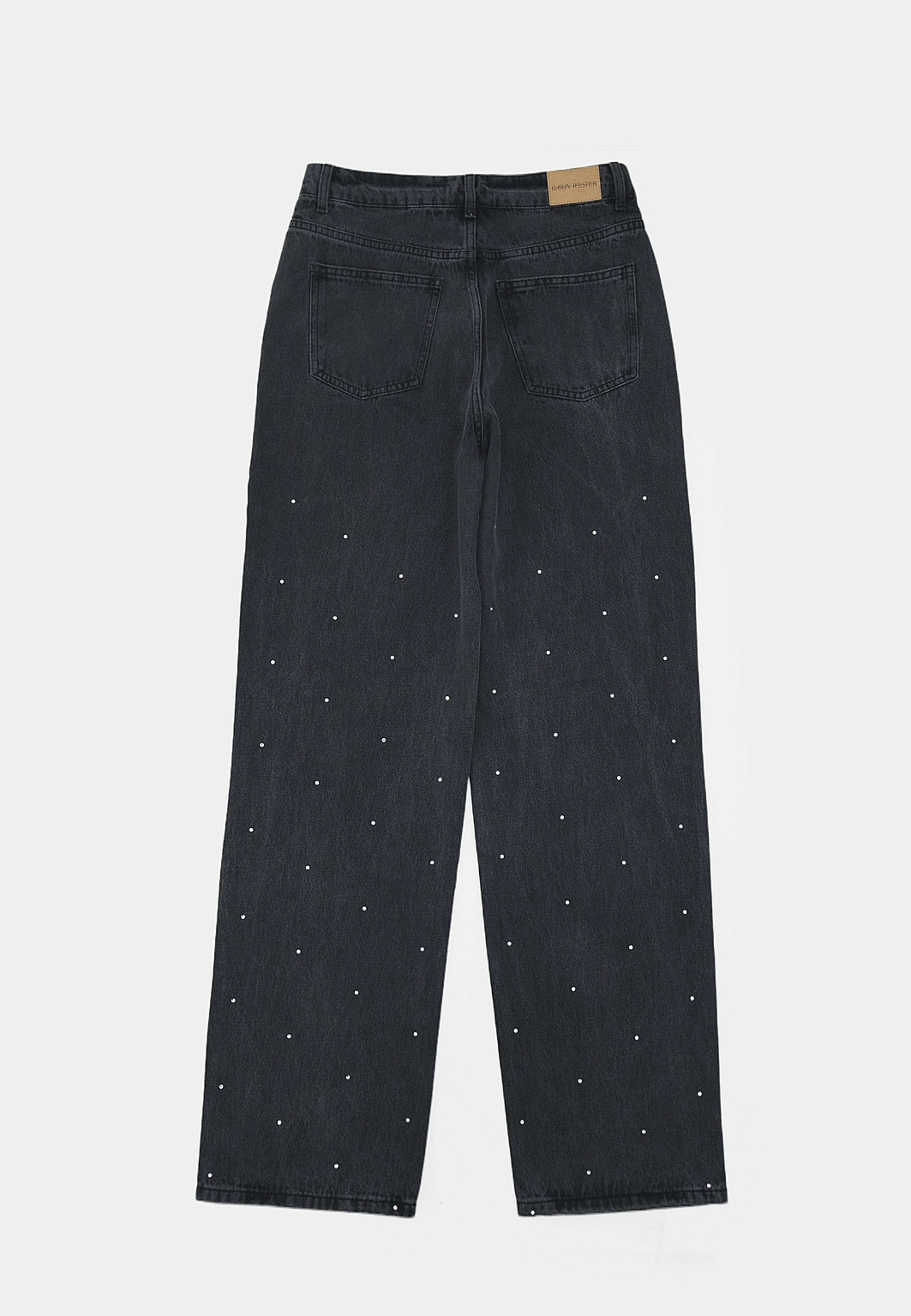 Raka jeans med strass YASEMINE, från Carin Wester, i färgen Grey Denim Wash. Klicka för att öppna bilden i stort format
