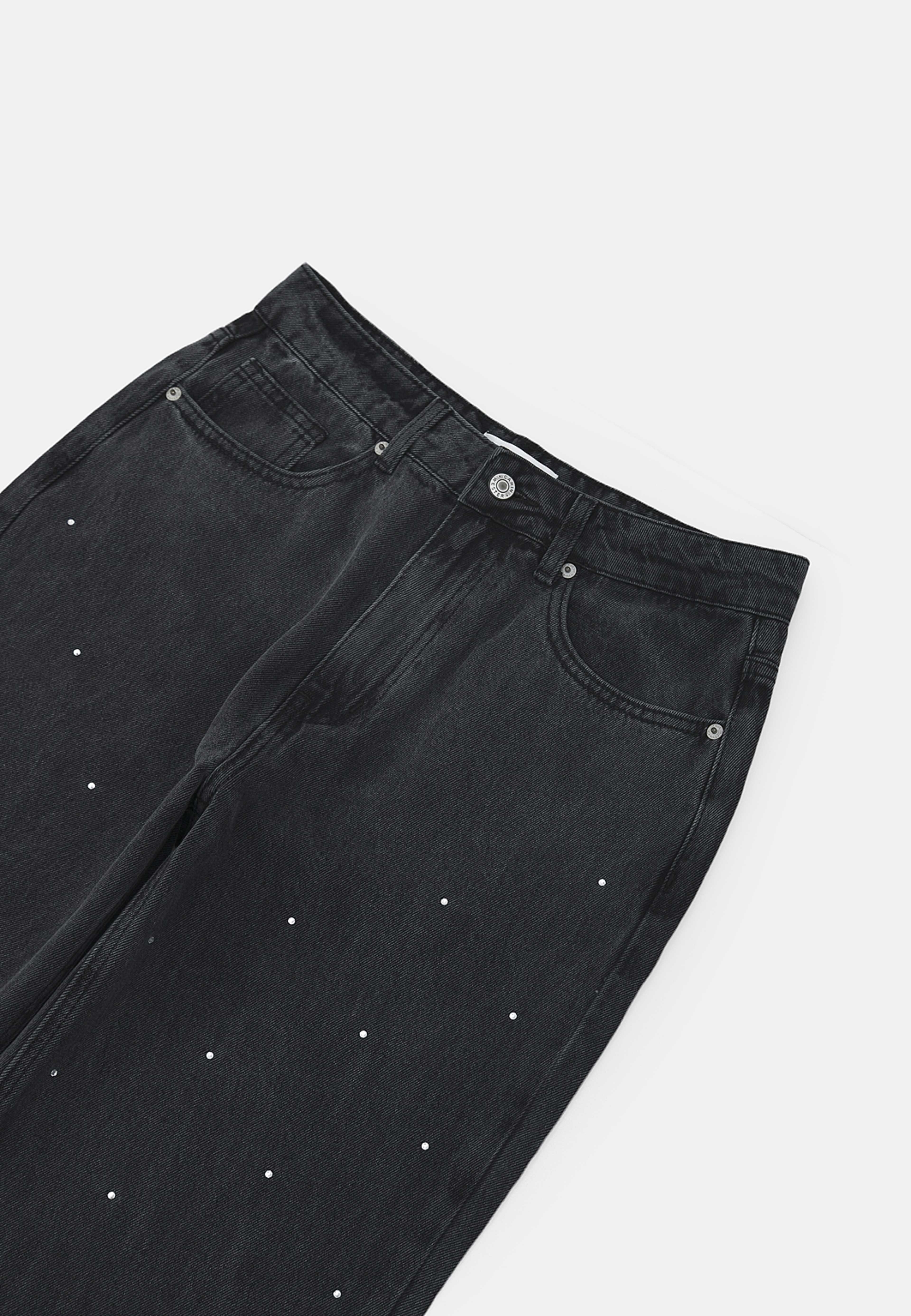 Raka jeans med strass YASEMINE, från Carin Wester, i färgen Grey Denim Wash. Klicka för att öppna bilden i stort format