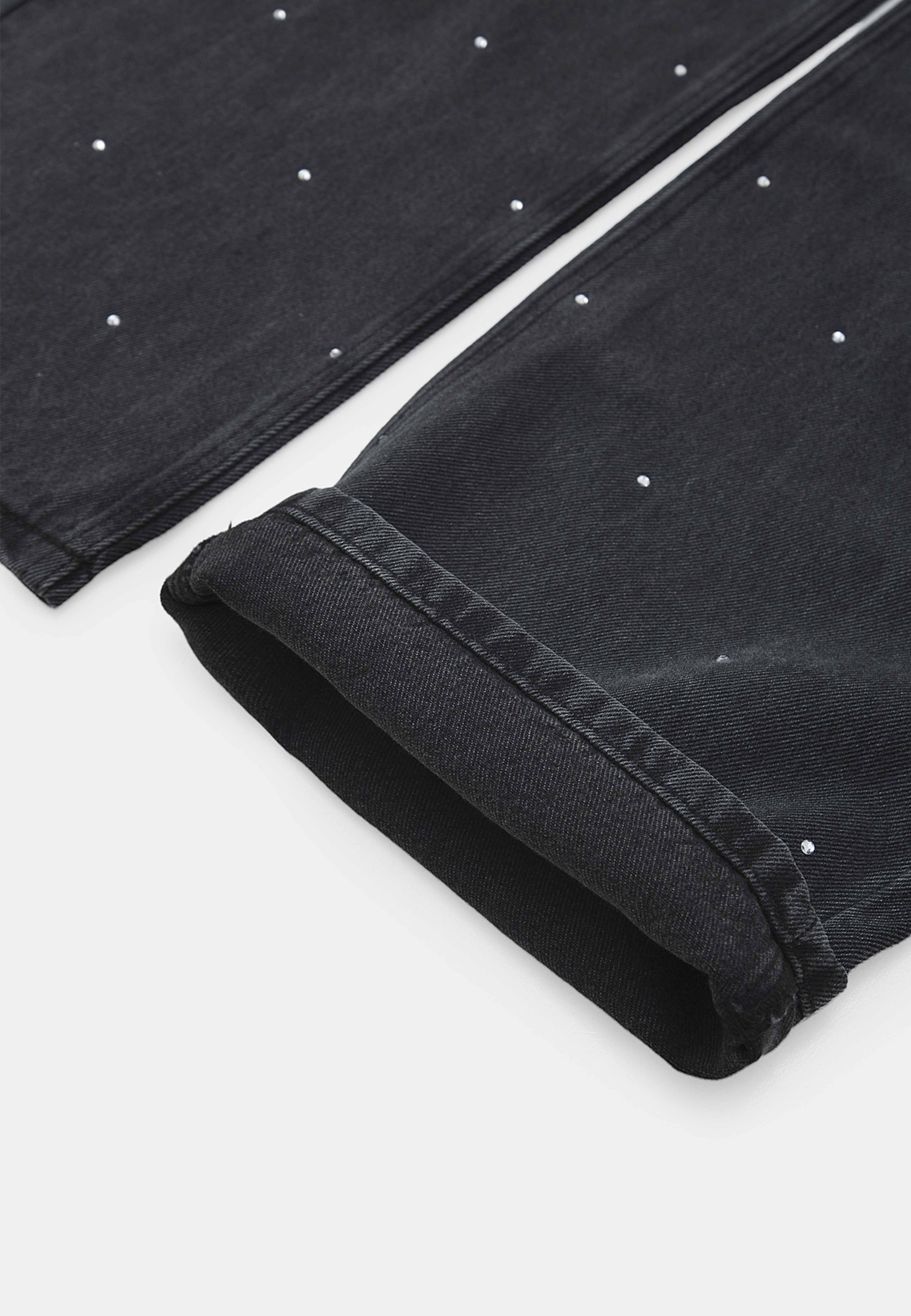 Raka jeans med strass YASEMINE, från Carin Wester, i färgen Grey Denim Wash. Klicka för att öppna bilden i stort format