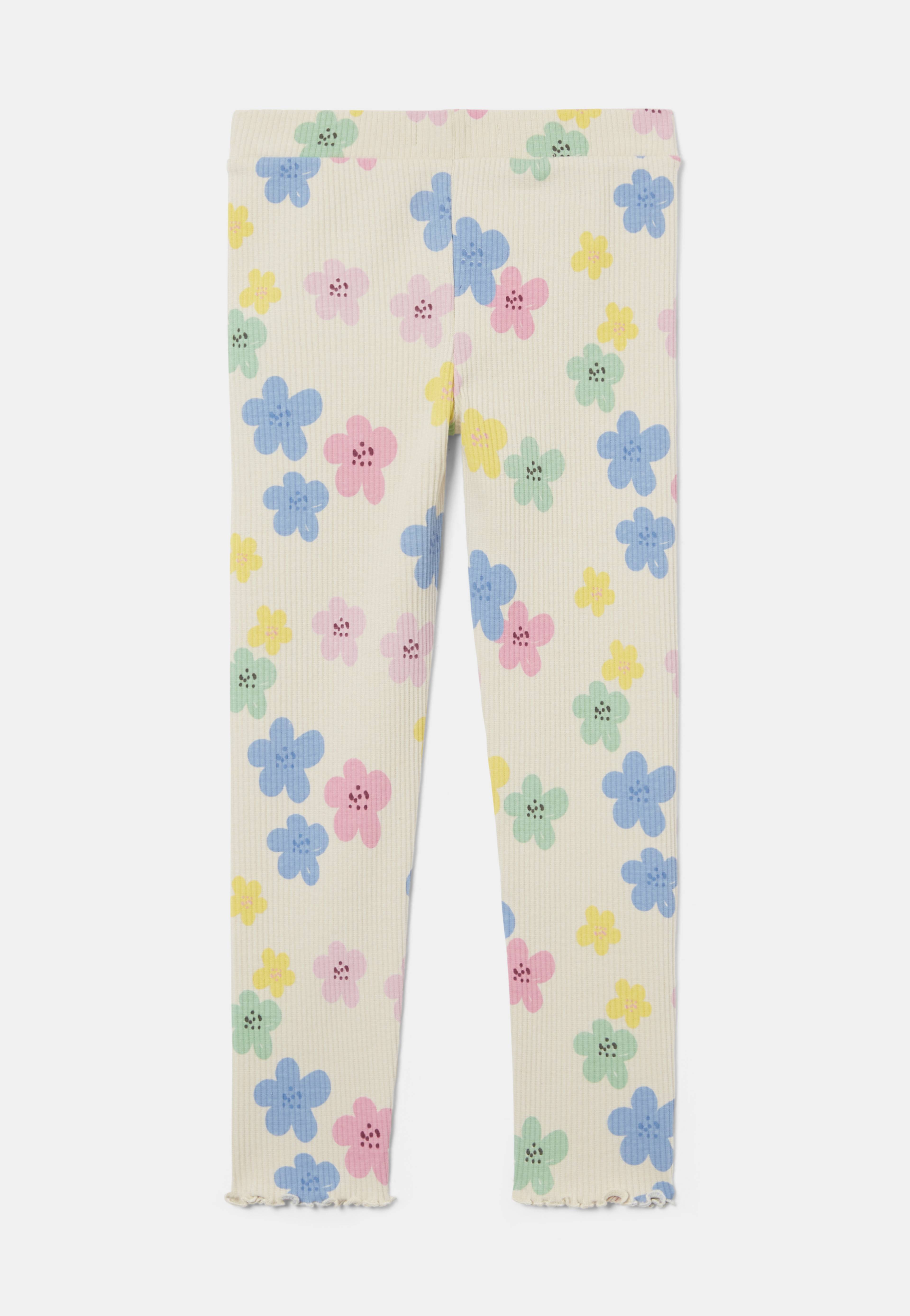 Ribbstickade leggings LOLLO, från RIKIKI, i färgen Flower. Klicka för att öppna bilden i stort format