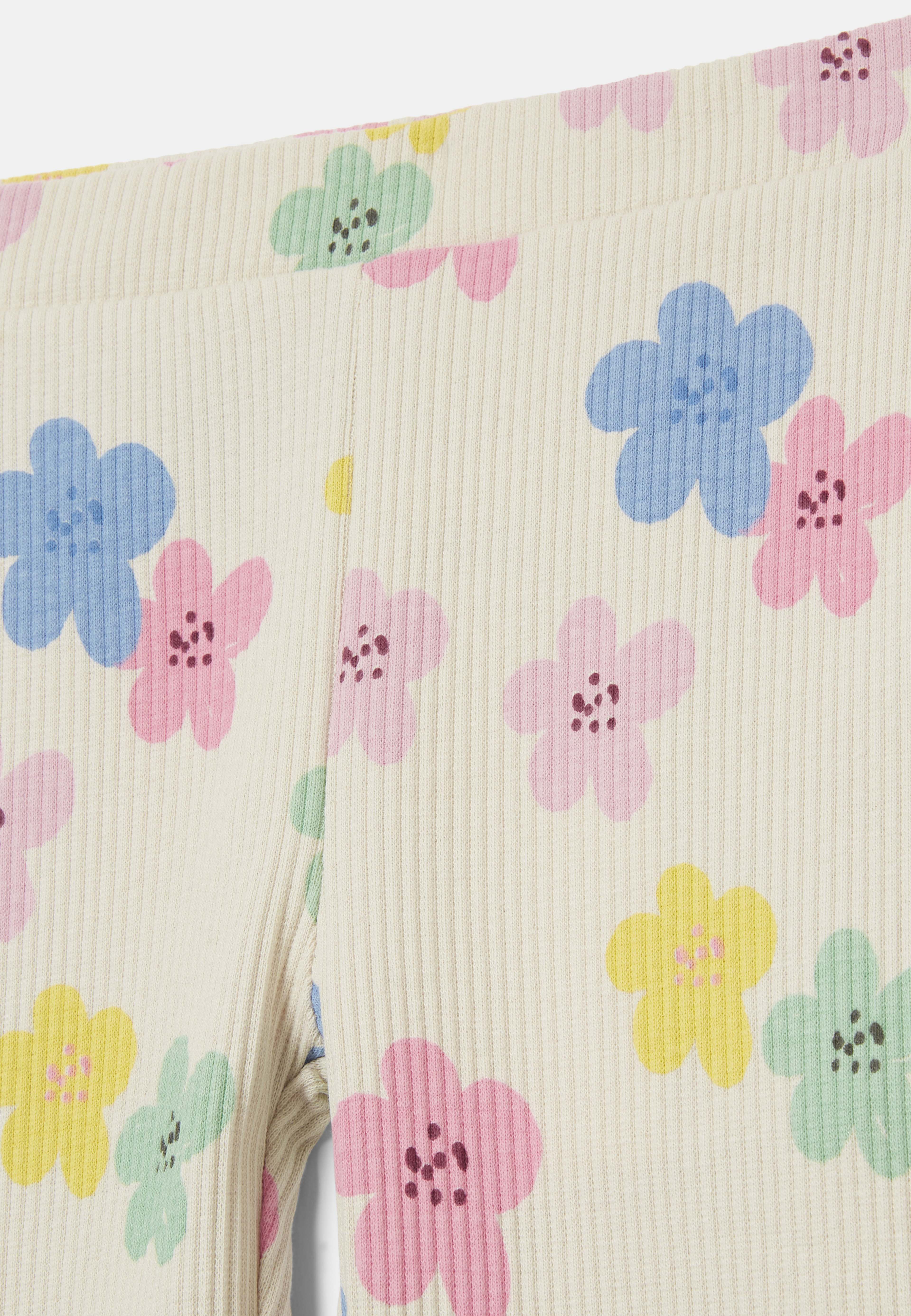 Ribbstickade leggings LOLLO, från RIKIKI, i färgen Flower. Klicka för att öppna bilden i stort format