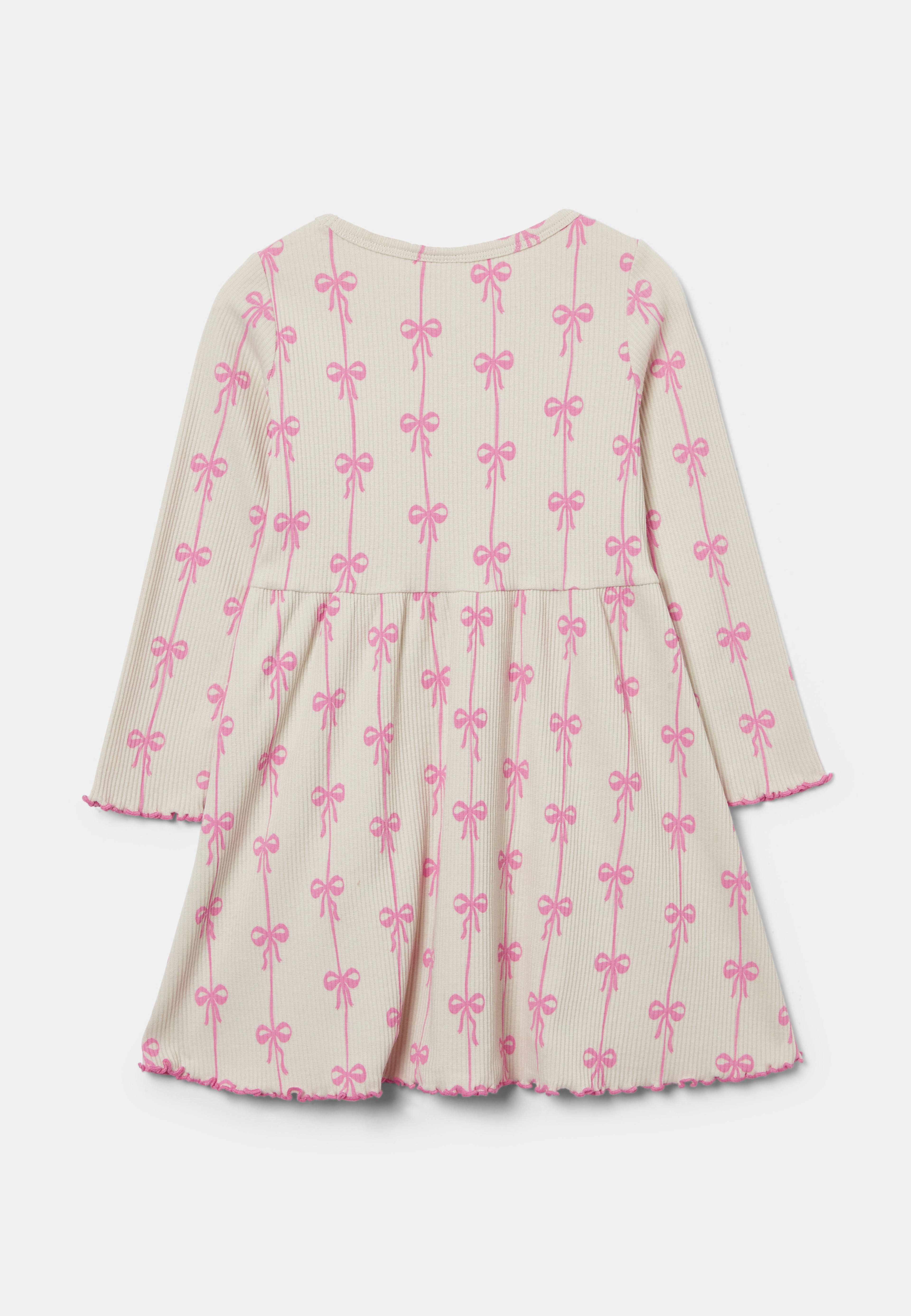 Ribbstickad klänning CHERRY, från RIKIKI, i färgen Pink Bow. Klicka för att öppna bilden i stort format