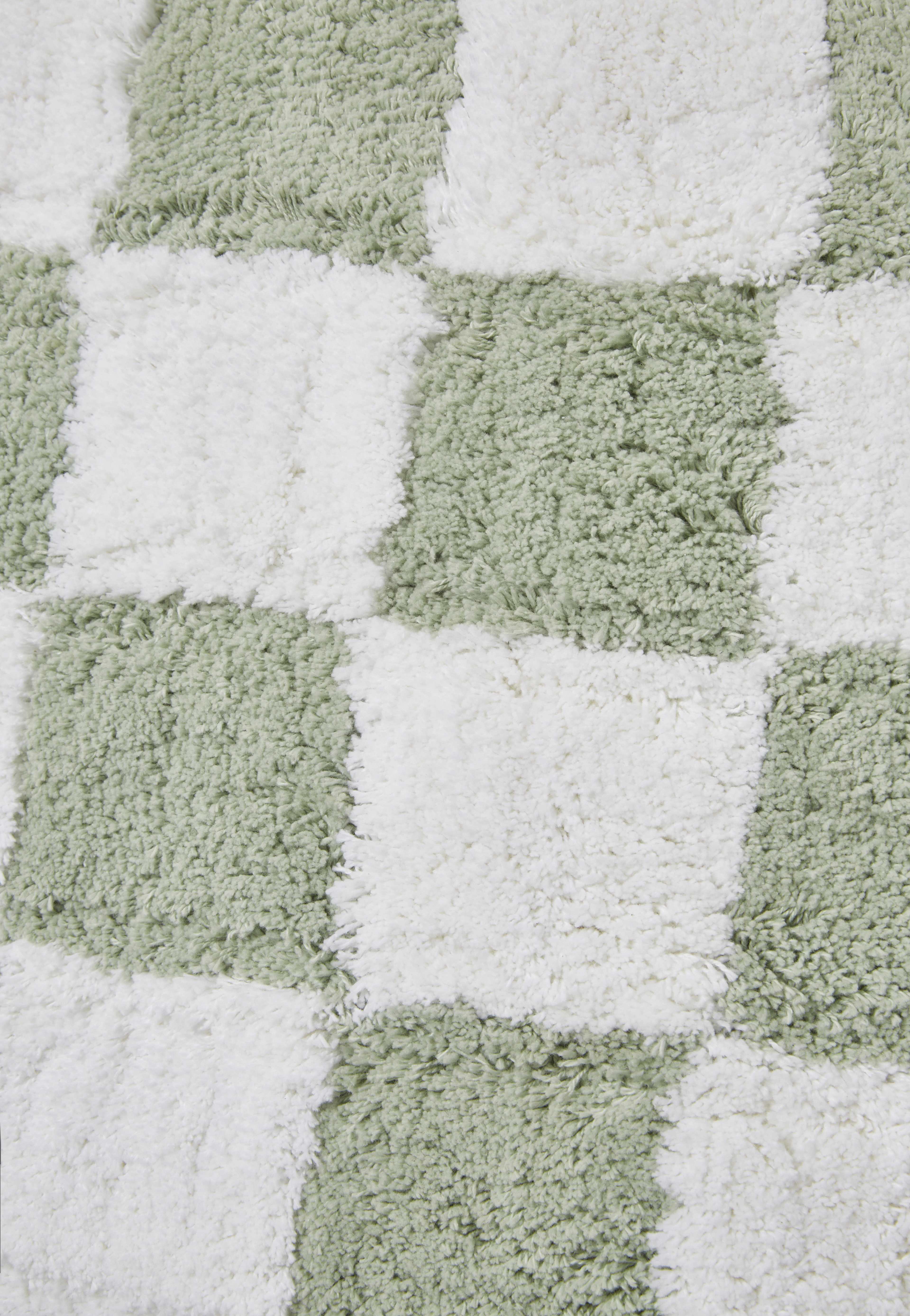 Badrumsmatta RUT 50x80 cm, från Åhléns Home, i färgen Green Check. Klicka för att öppna bilden i stort format