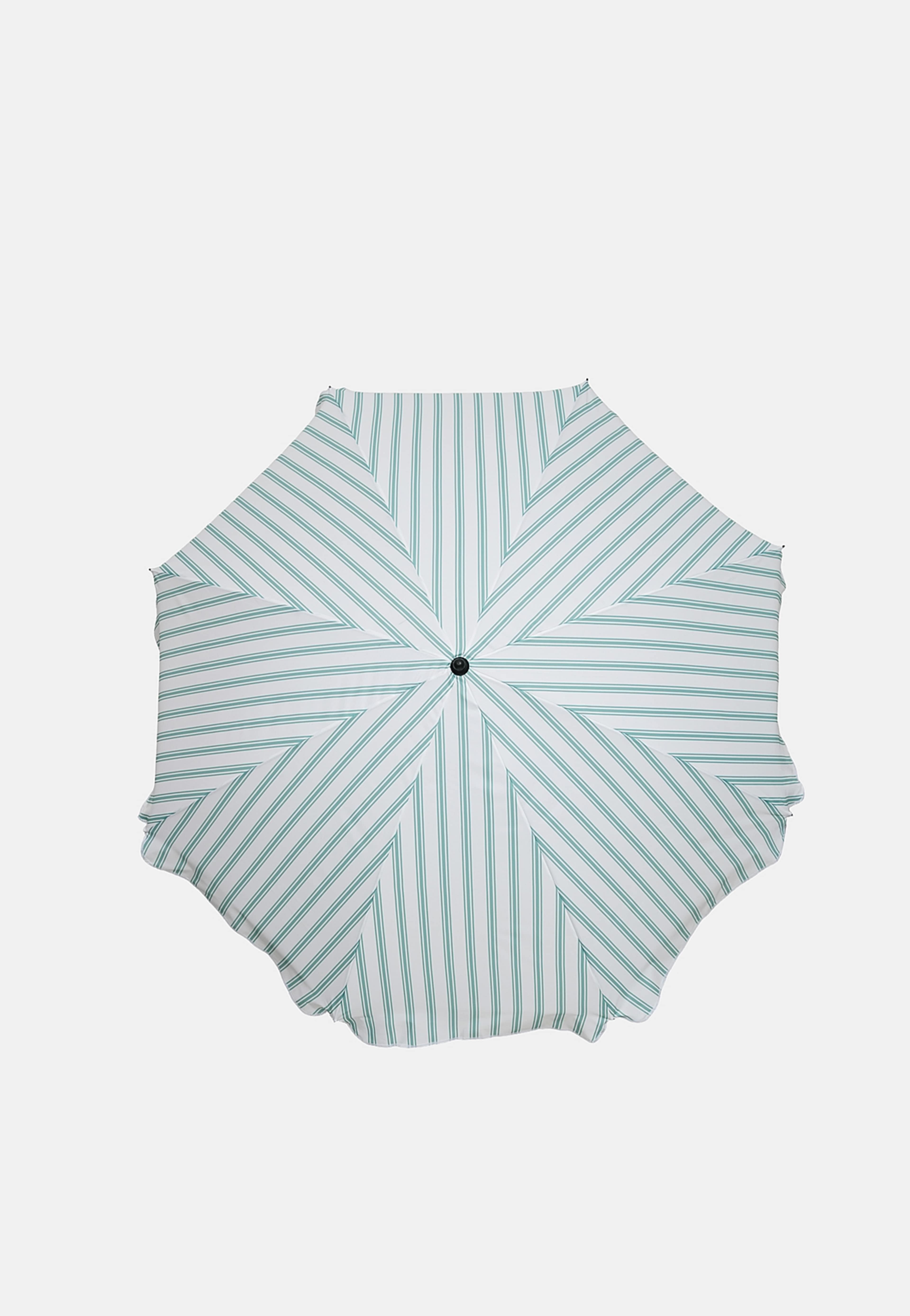 Fällbart parasoll 2 m, från Åhléns Home, i färgen Green Stripe. Klicka för att öppna bilden i stort format