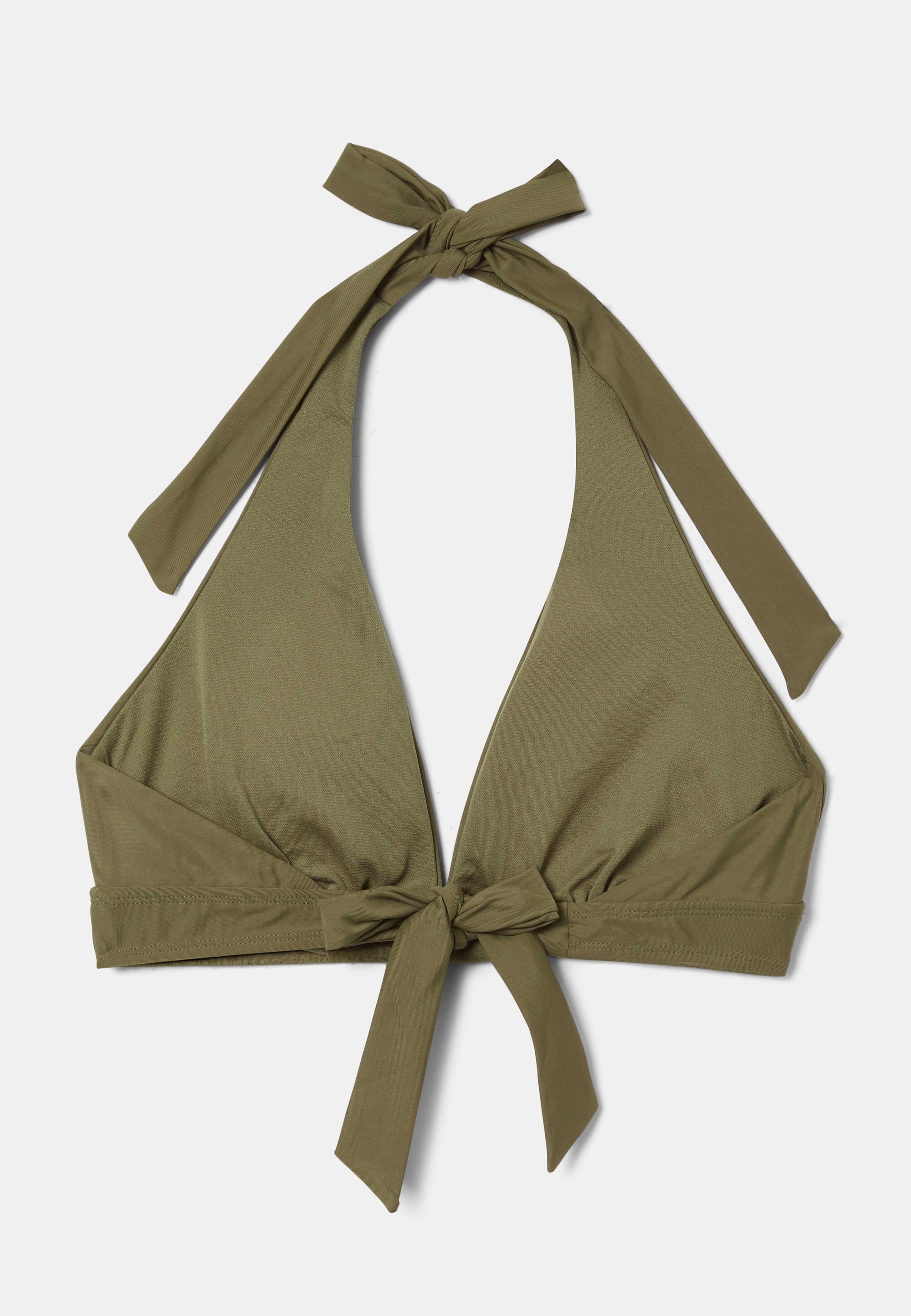 Bikinitopp halterneck NOIR, från Å WOMAN, i färgen Olive. Klicka för att öppna bilden i stort format