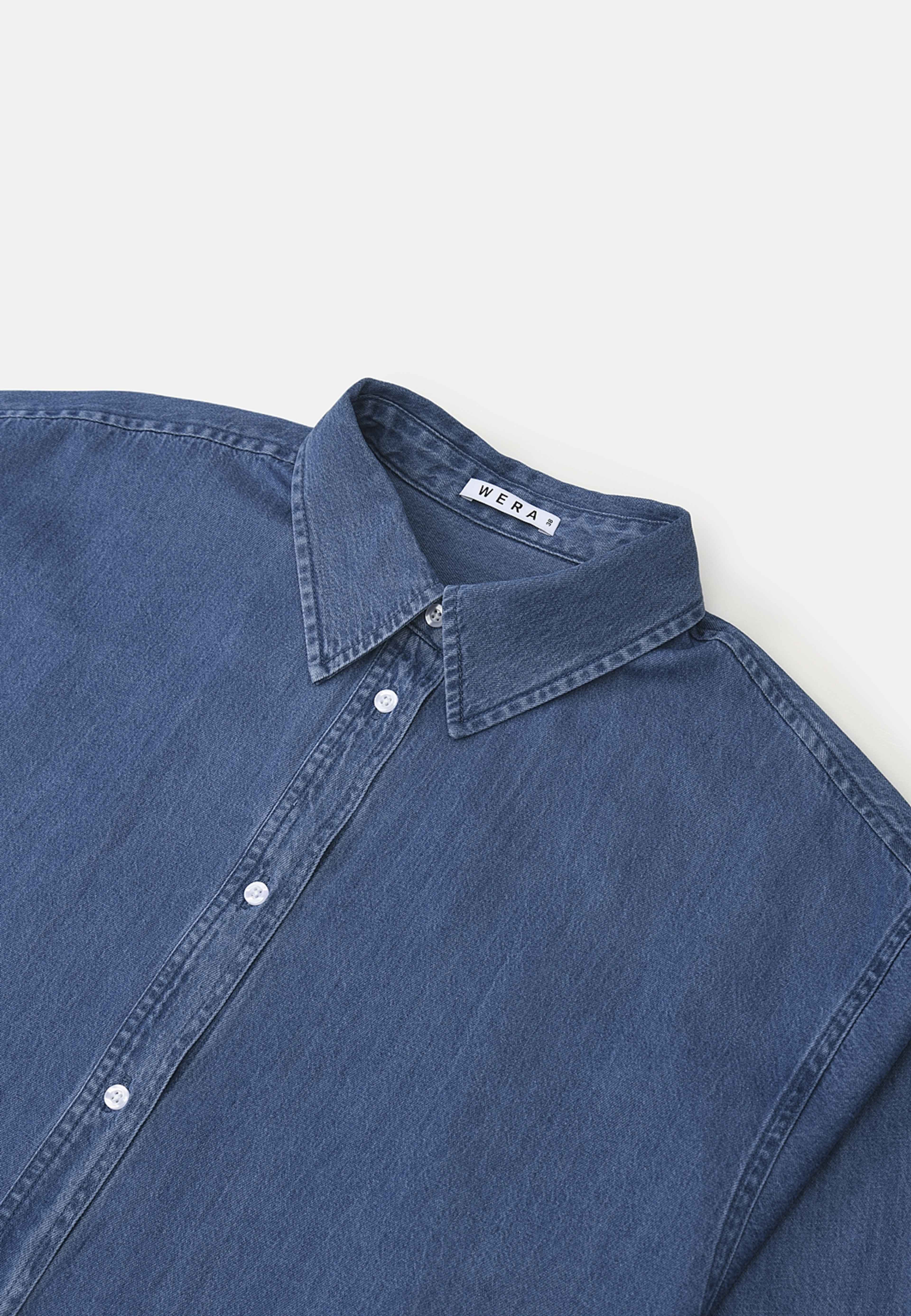 Jeansskjorta ARIES, från Wera, i färgen Mid Blue Denim. Klicka för att öppna bilden i stort format