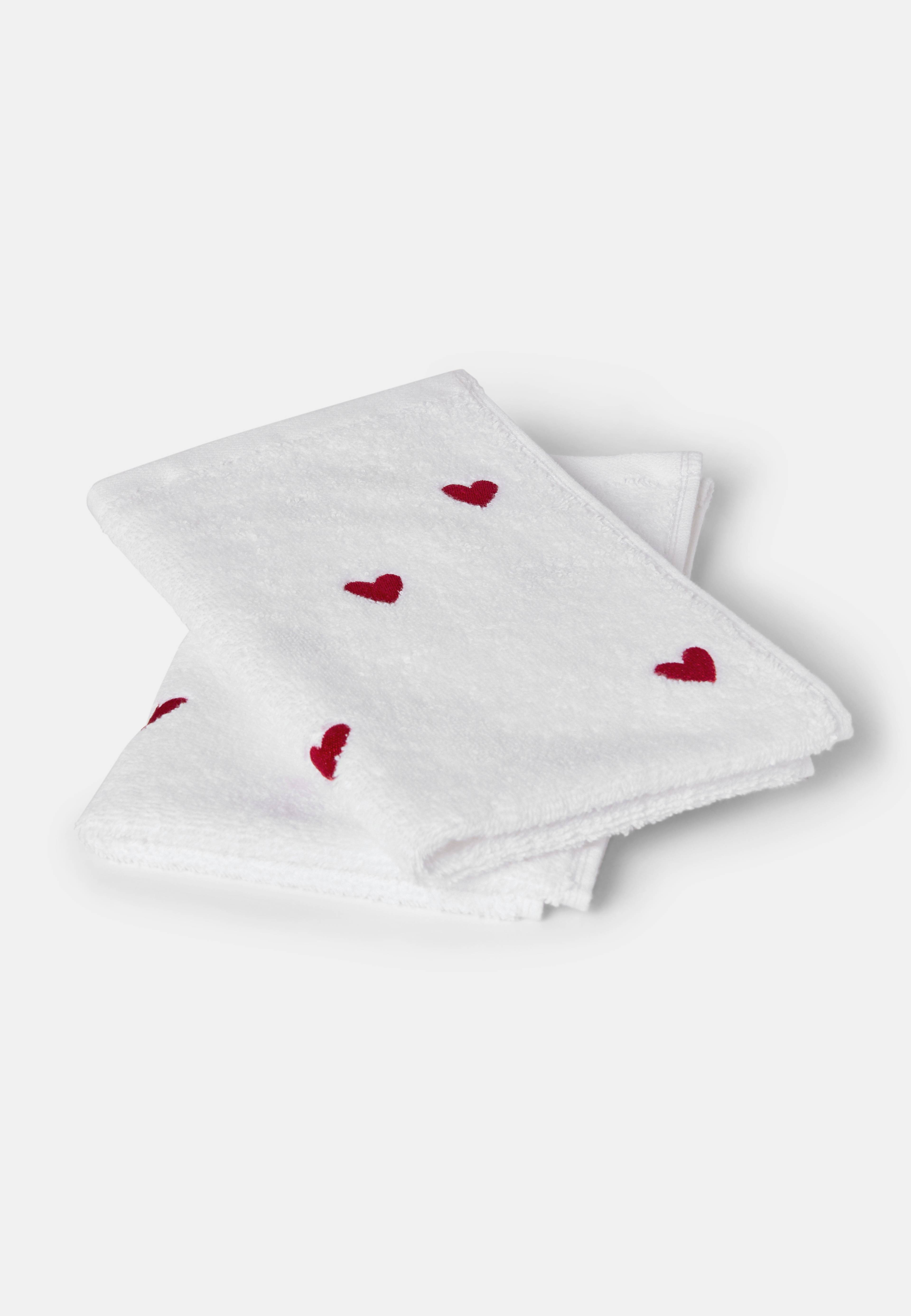 Handduk VALENTINES 30x50 cm, 2-pack, från Åhléns Home, i färgen Red Heart. Klicka för att öppna bilden i stort format