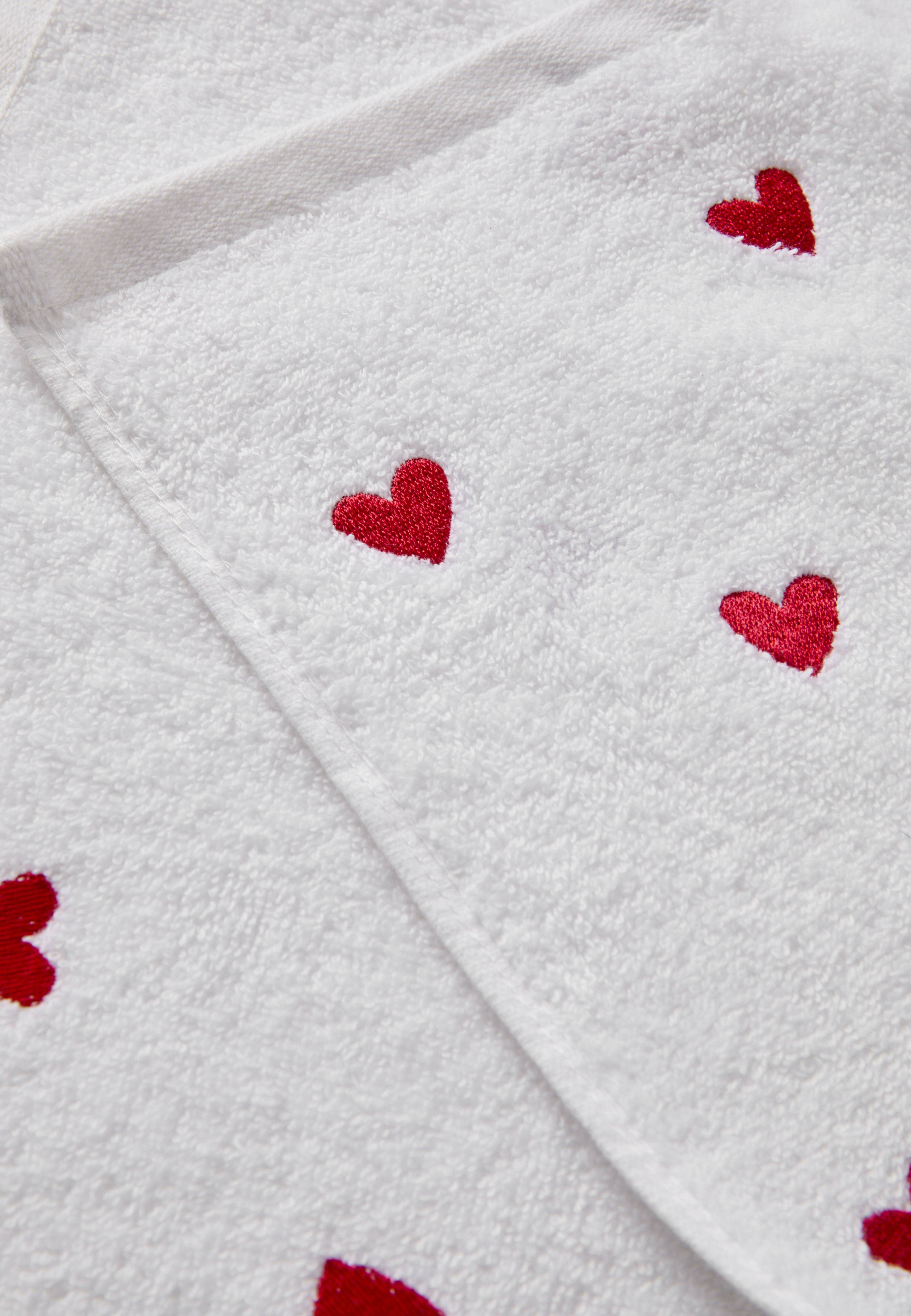 Handduk VALENTINES 30x50 cm, 2-pack, från Åhléns Home, i färgen Red Heart. Klicka för att öppna bilden i stort format