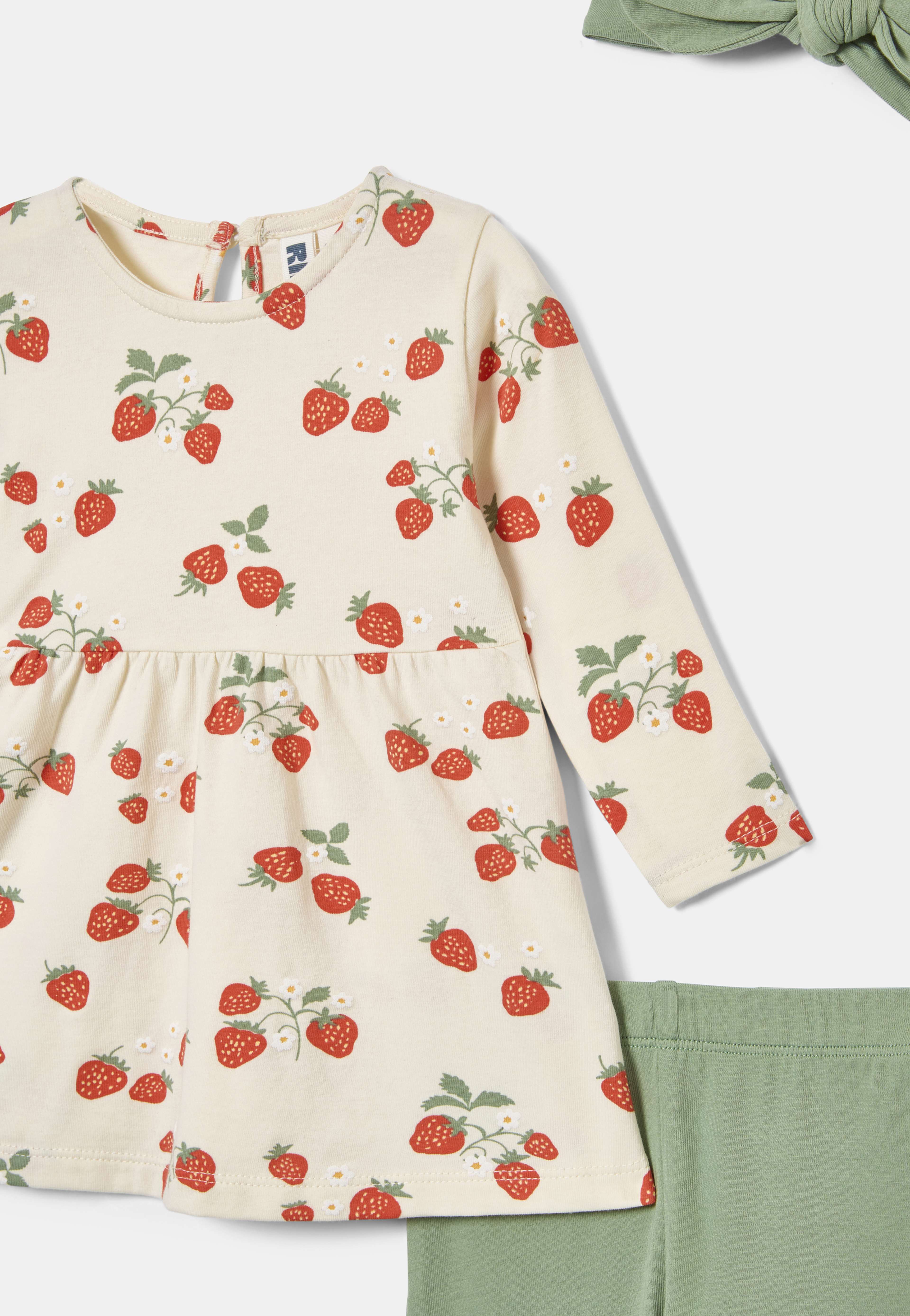 Klänningset med hårband BRIA, från RIKIKI, i färgen Strawberry. Klicka för att öppna bilden i stort format