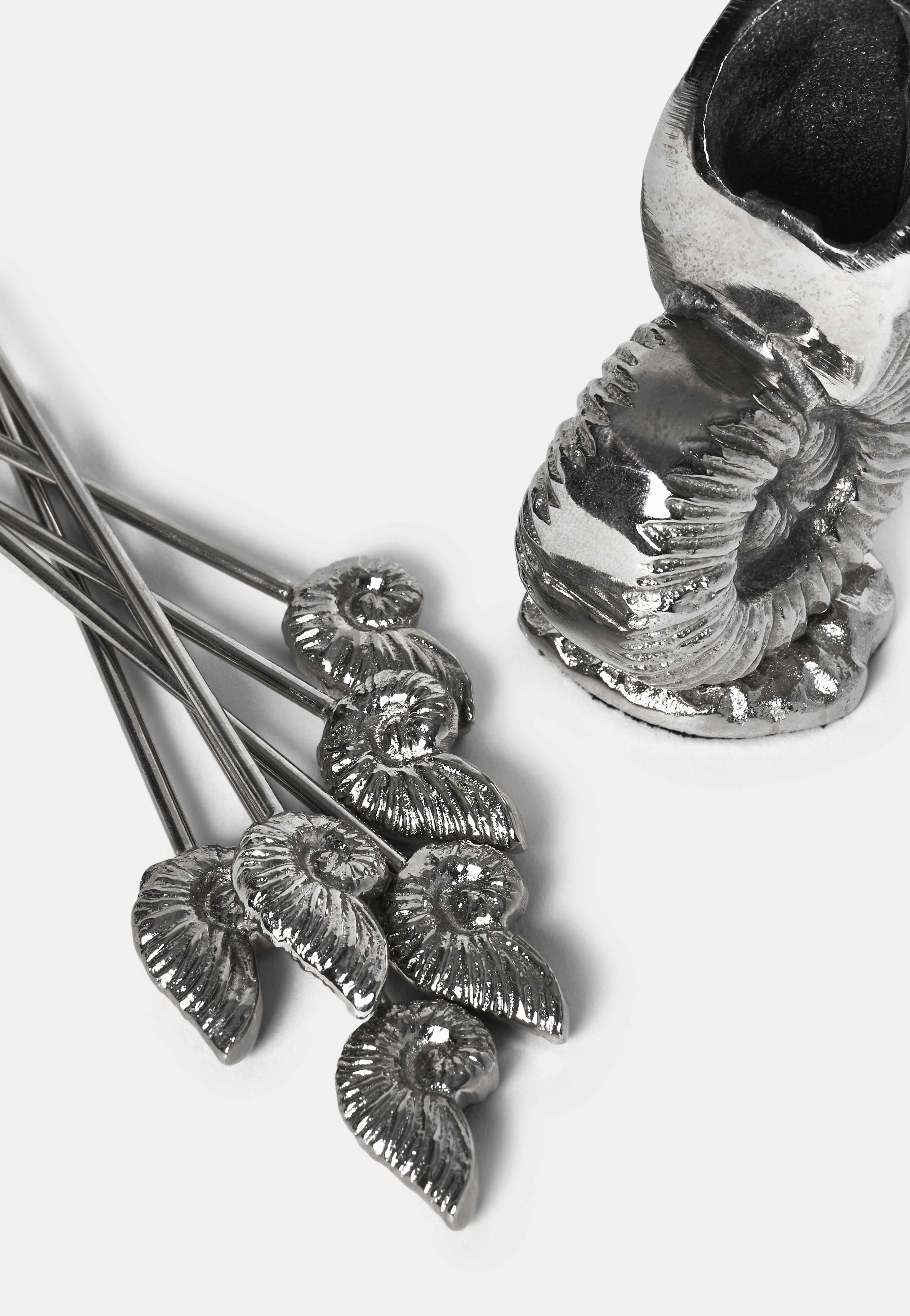 Cocktailpinnar SHELL, 6-pack, från PORTOLINO LIVING, i färgen Silver. Klicka för att öppna bilden i stort format