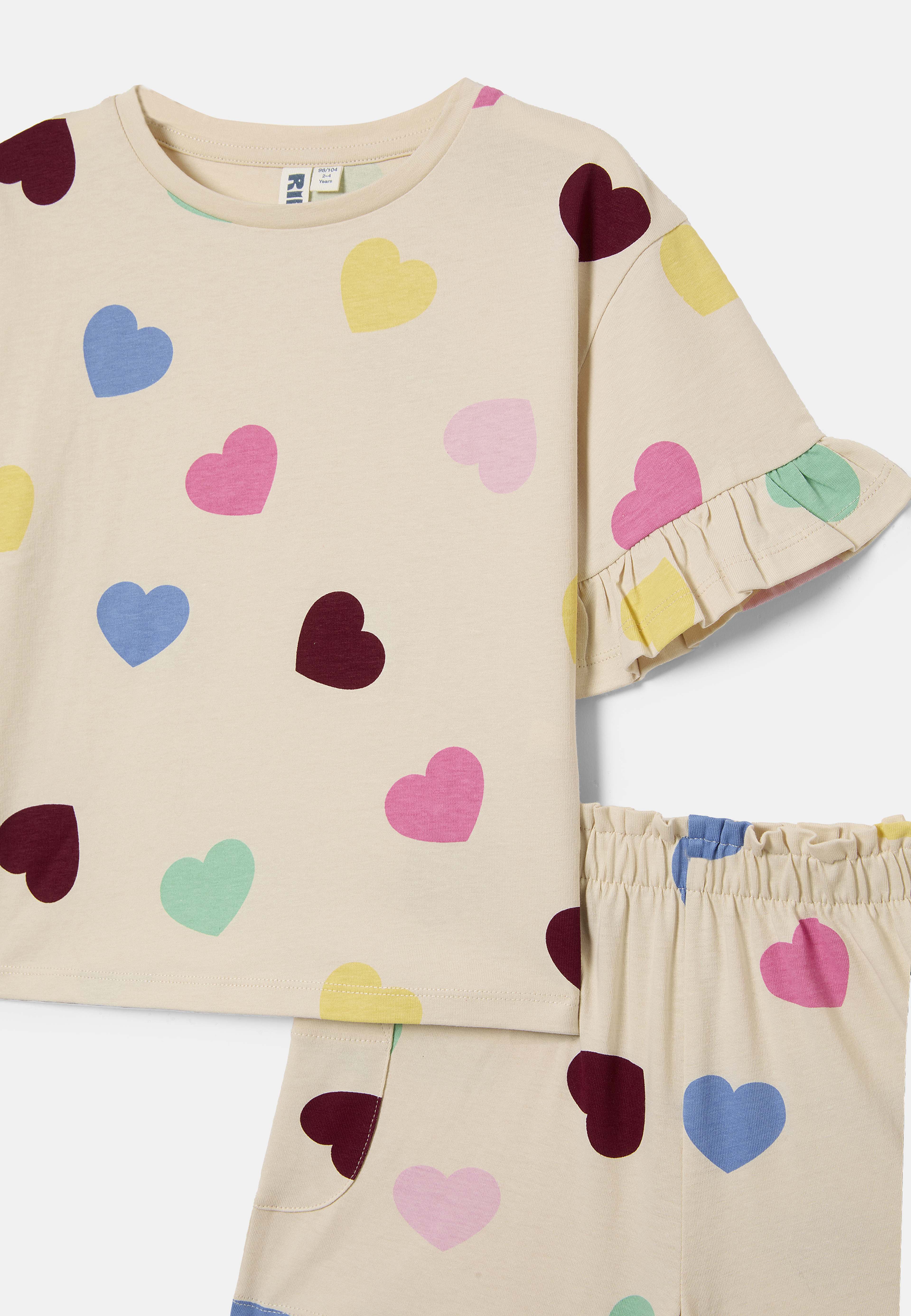 Tvådelat set BIRGITTE, från RIKIKI, i färgen Multi Heart. Klicka för att öppna bilden i stort format