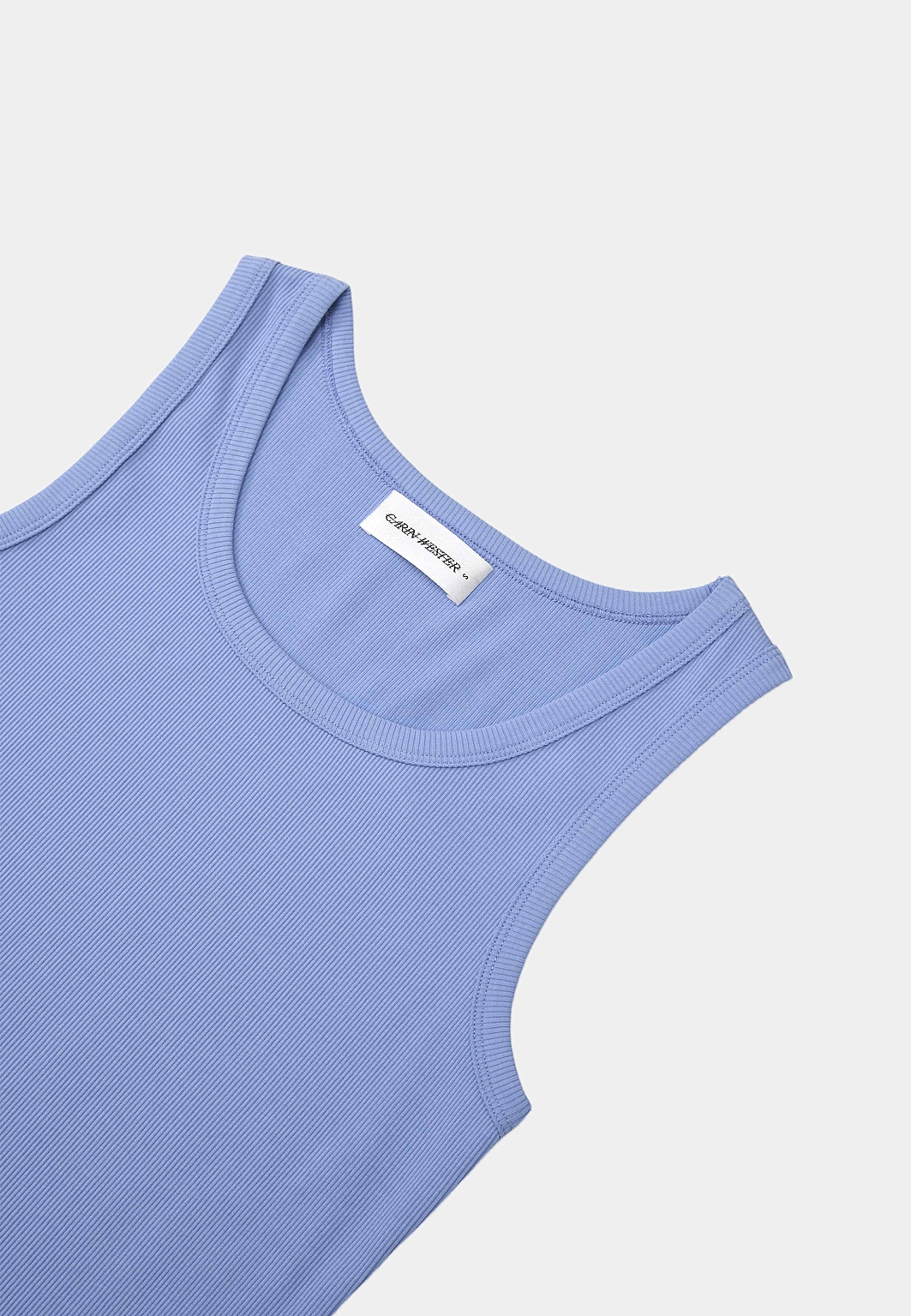 Ribbat linne SUNNI, från Carin Wester, i färgen Mid Blue. Klicka för att öppna bilden i stort format