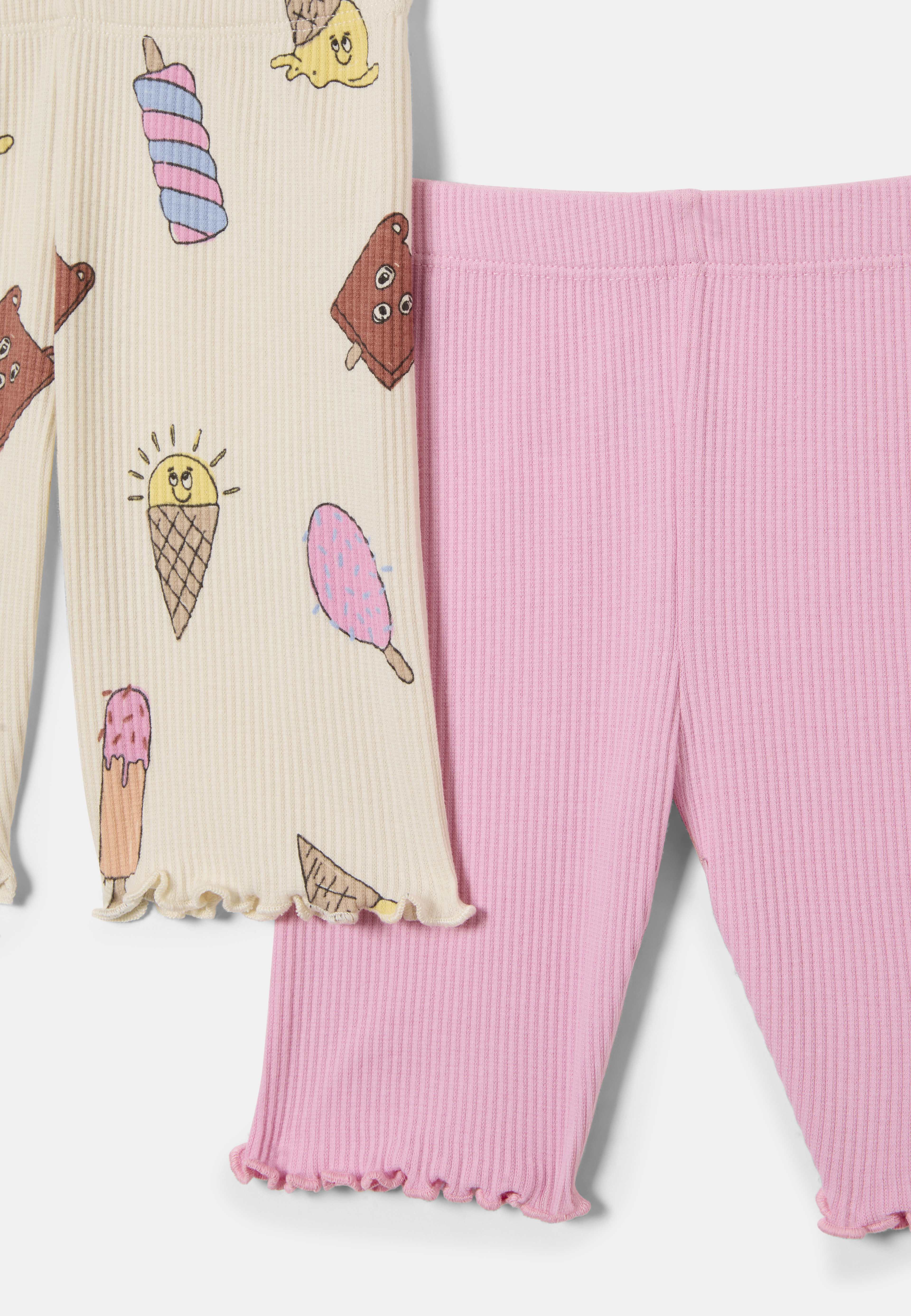 Ribbade cykelbyxor SARA, 2-pack, från RIKIKI, i färgen Ice Cream. Klicka för att öppna bilden i stort format