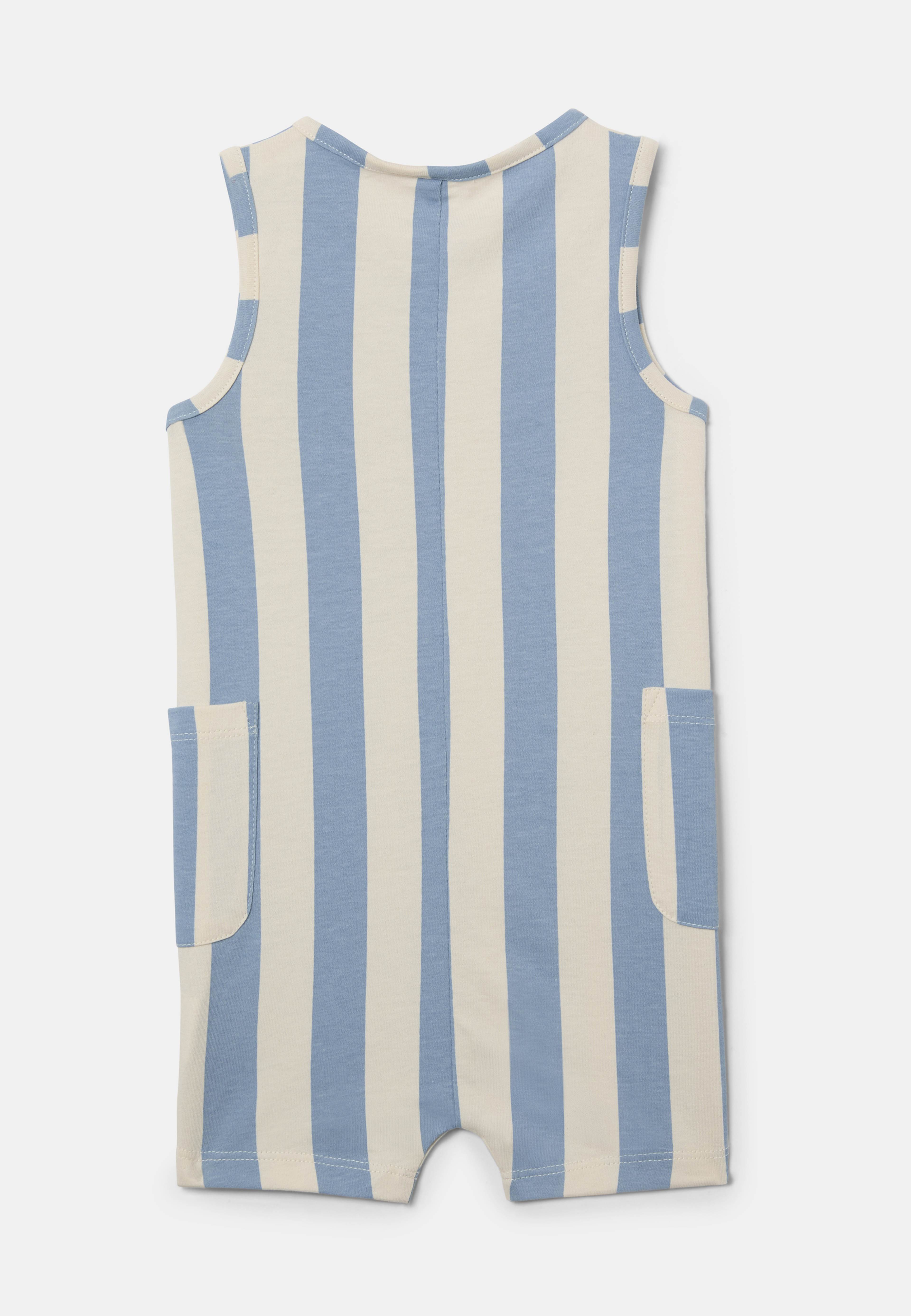 Ärmlös onesie KITE, från RIKIKI, i färgen Blue Stripe. Klicka för att öppna bilden i stort format