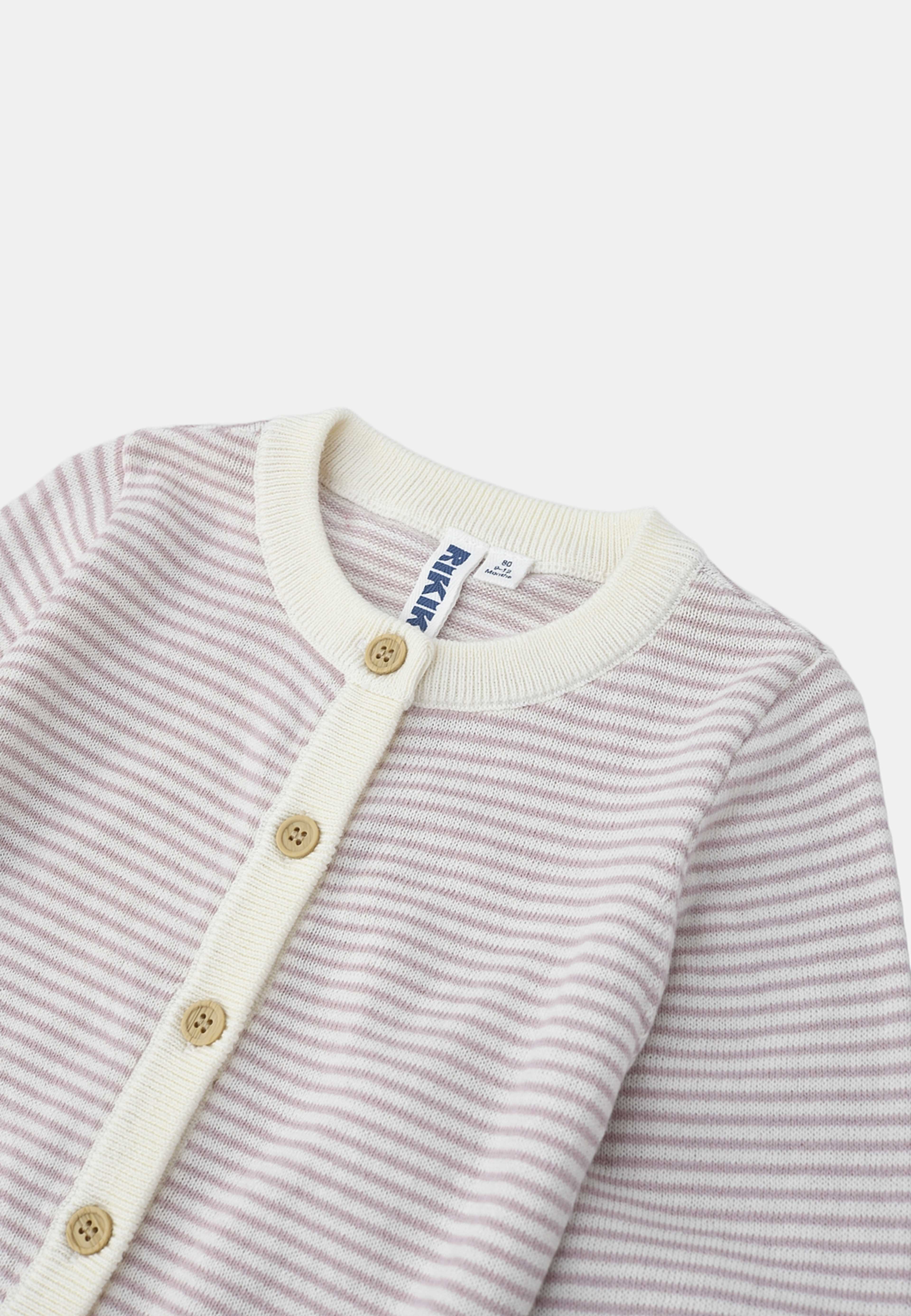 Stickat set VERO, från RIKIKI, i färgen Pink Stripe. Klicka för att öppna bilden i stort format