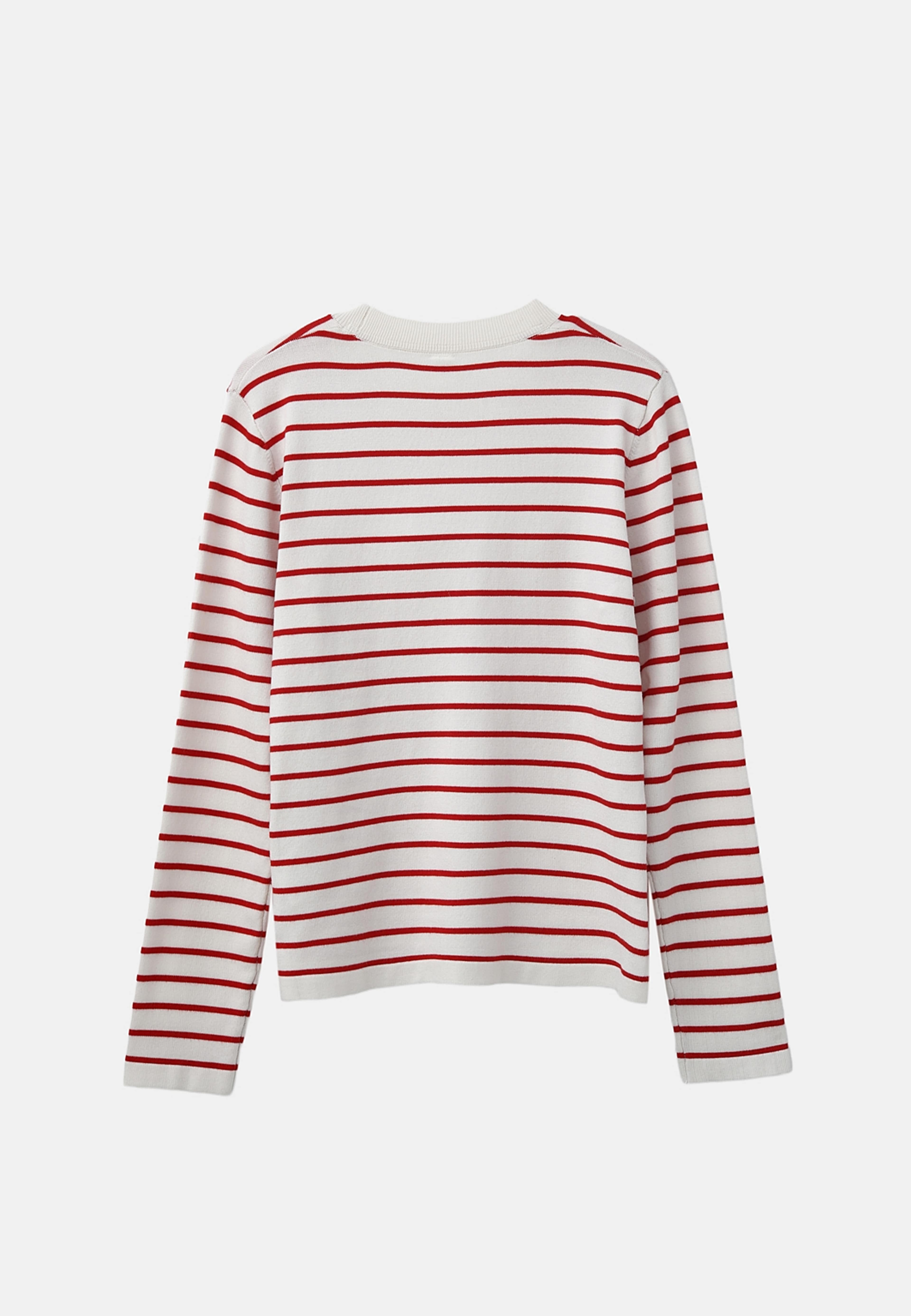 Stickad tröja ASTRID, från Å WOMAN, i färgen Red Stripe. Klicka för att öppna bilden i stort format
