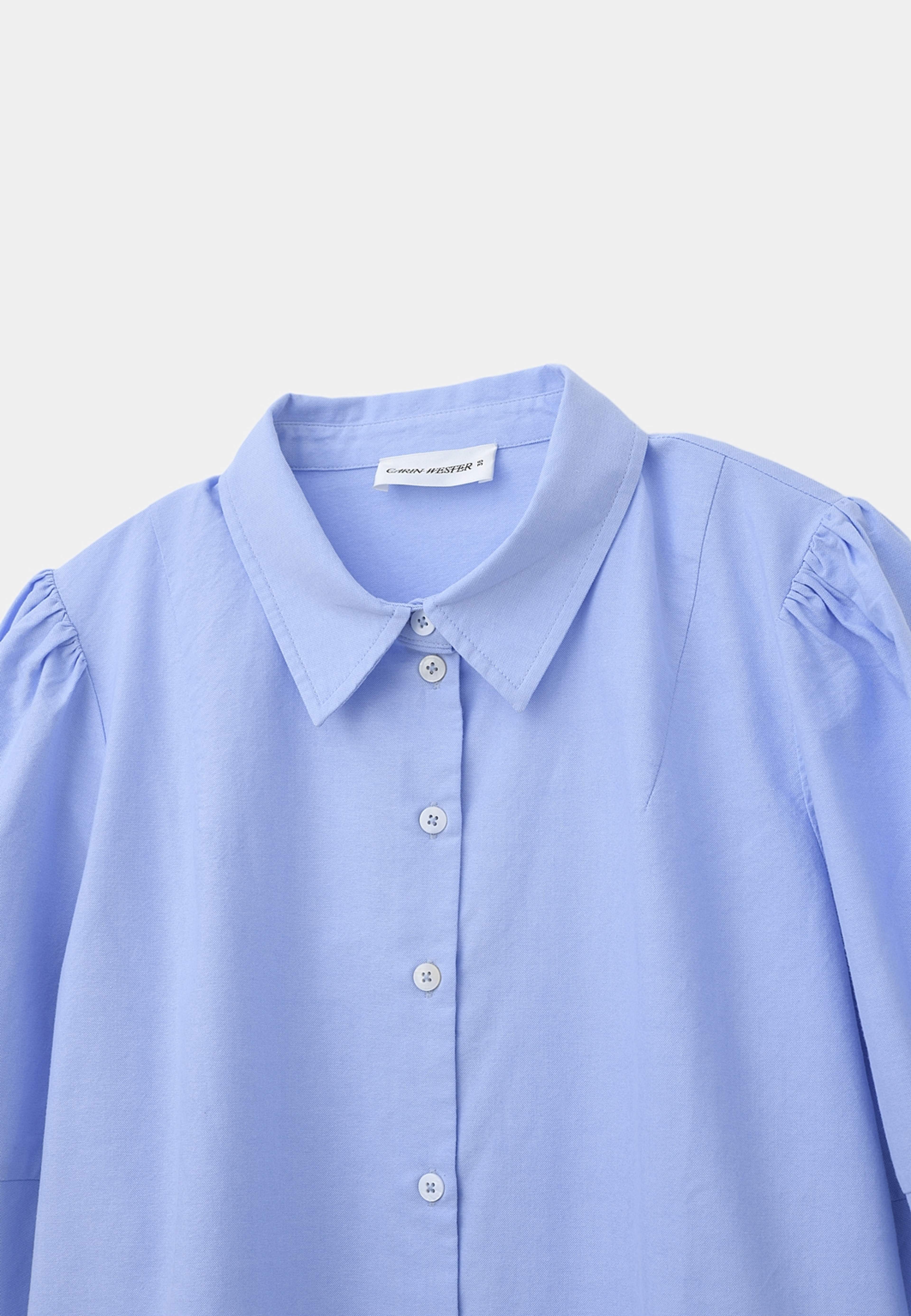 Blus med puffärm MARISSA, från Carin Wester, i färgen Blue. Klicka för att öppna bilden i stort format