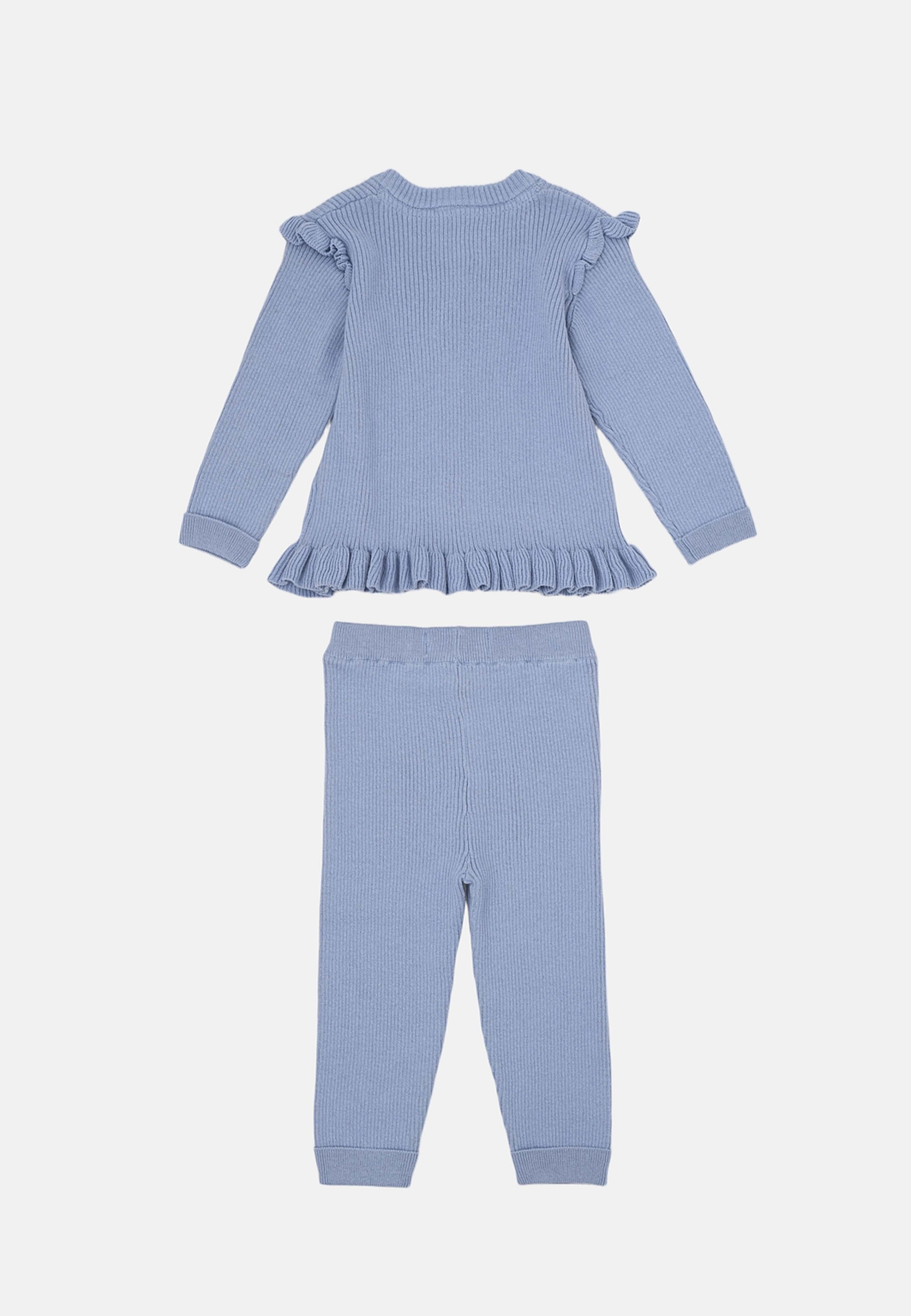 Ribbstickad set OAT, från RIKIKI, i färgen Blue 2. Klicka för att öppna bilden i stort format