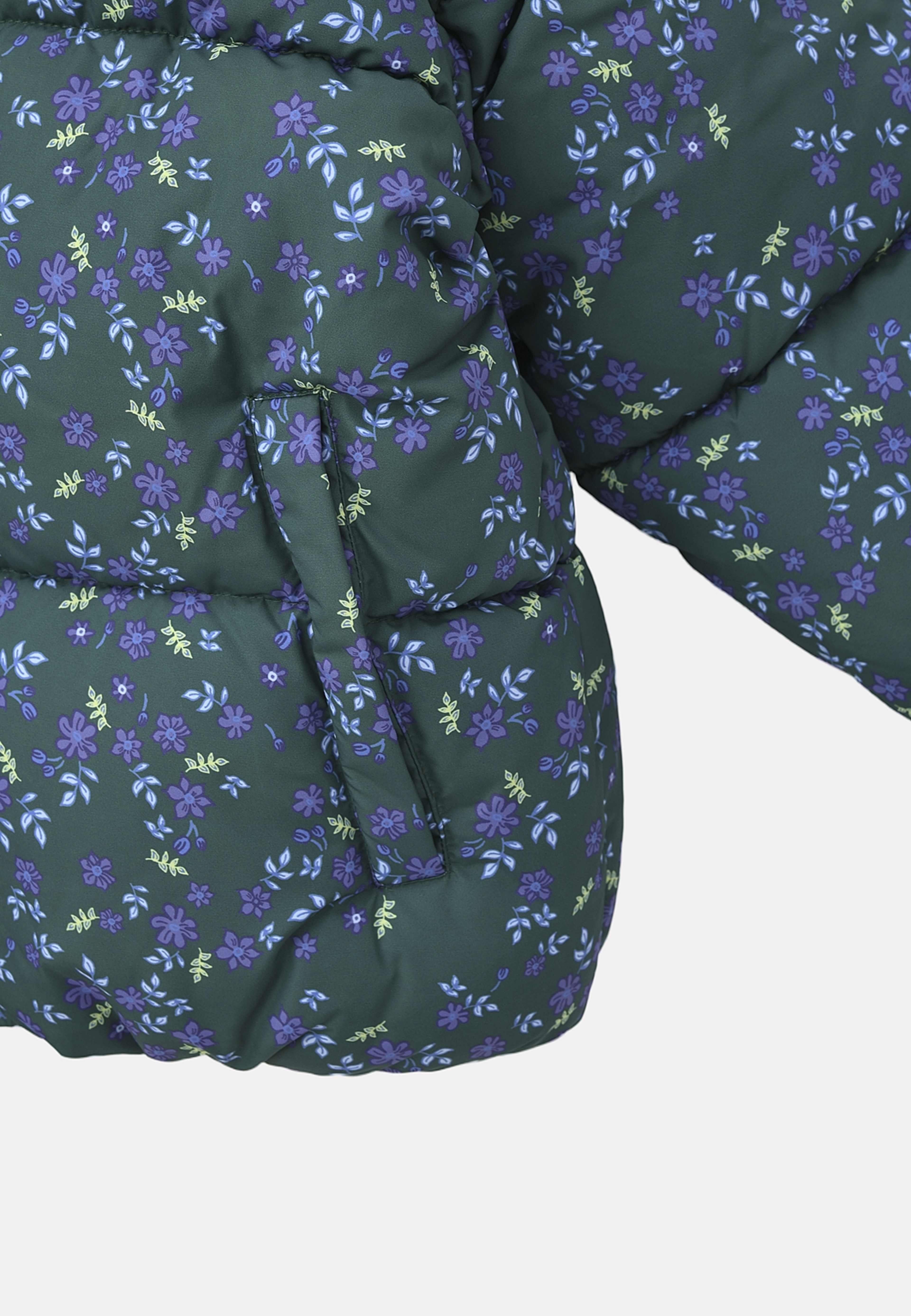 Mönstrad pufferjacka med huva TOKYO, från RIKIKI, i färgen Flower. Klicka för att öppna bilden i stort format