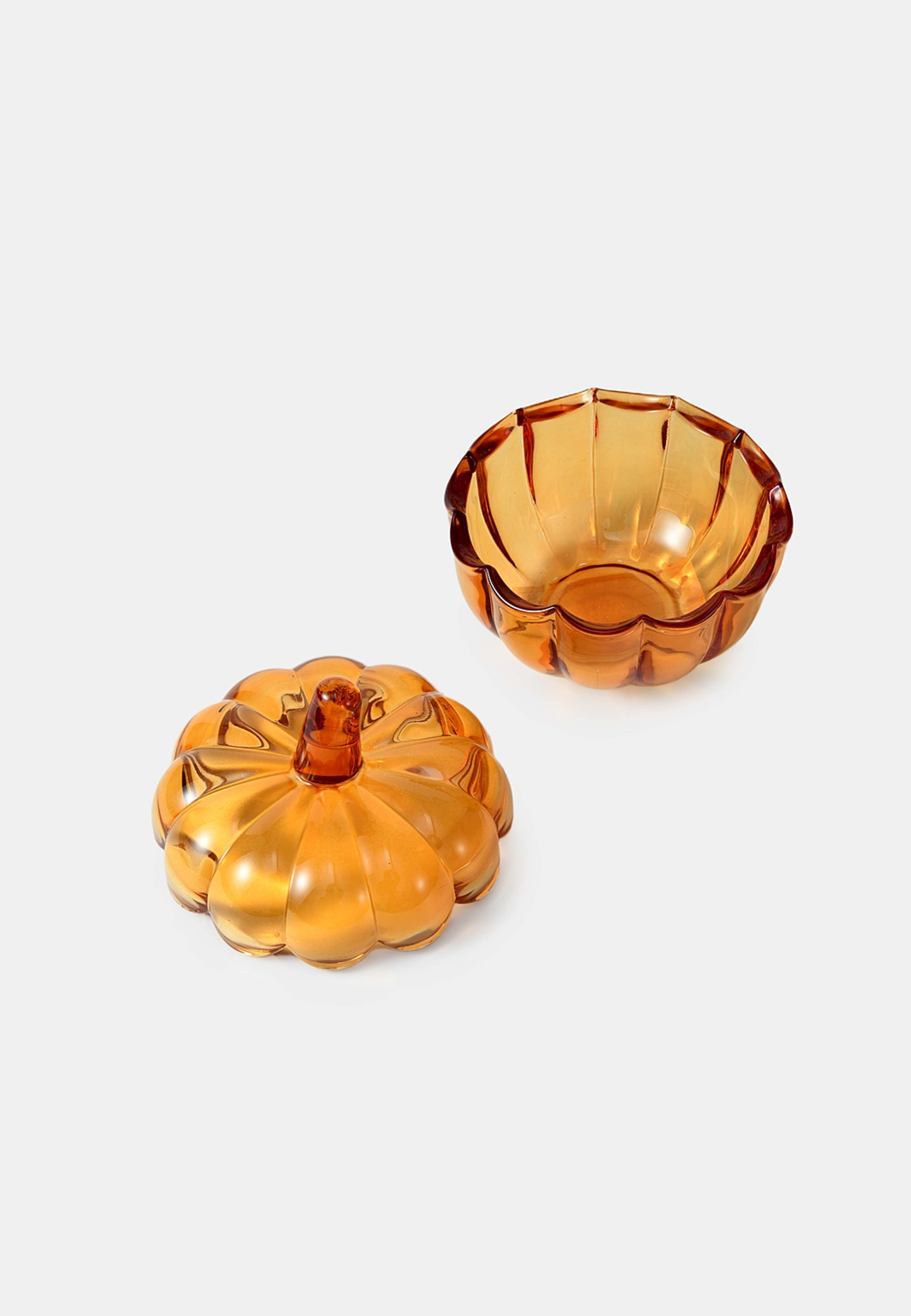 Glasburk med lock PUMPKIN, från Åhléns Home, i färgen Amber. Klicka för att öppna bilden i stort format