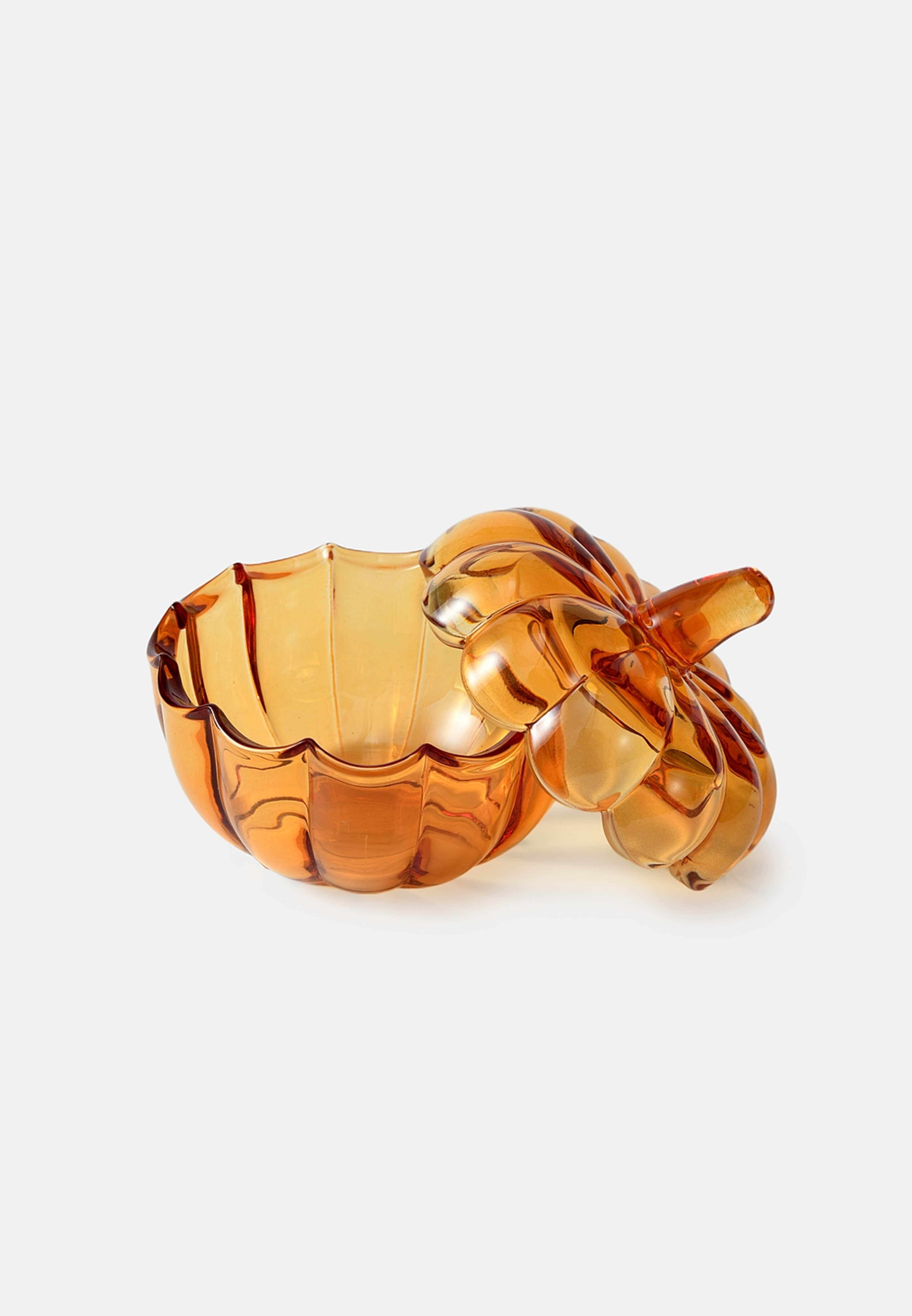 Glasburk med lock PUMPKIN, från Åhléns Home, i färgen Amber. Klicka för att öppna bilden i stort format